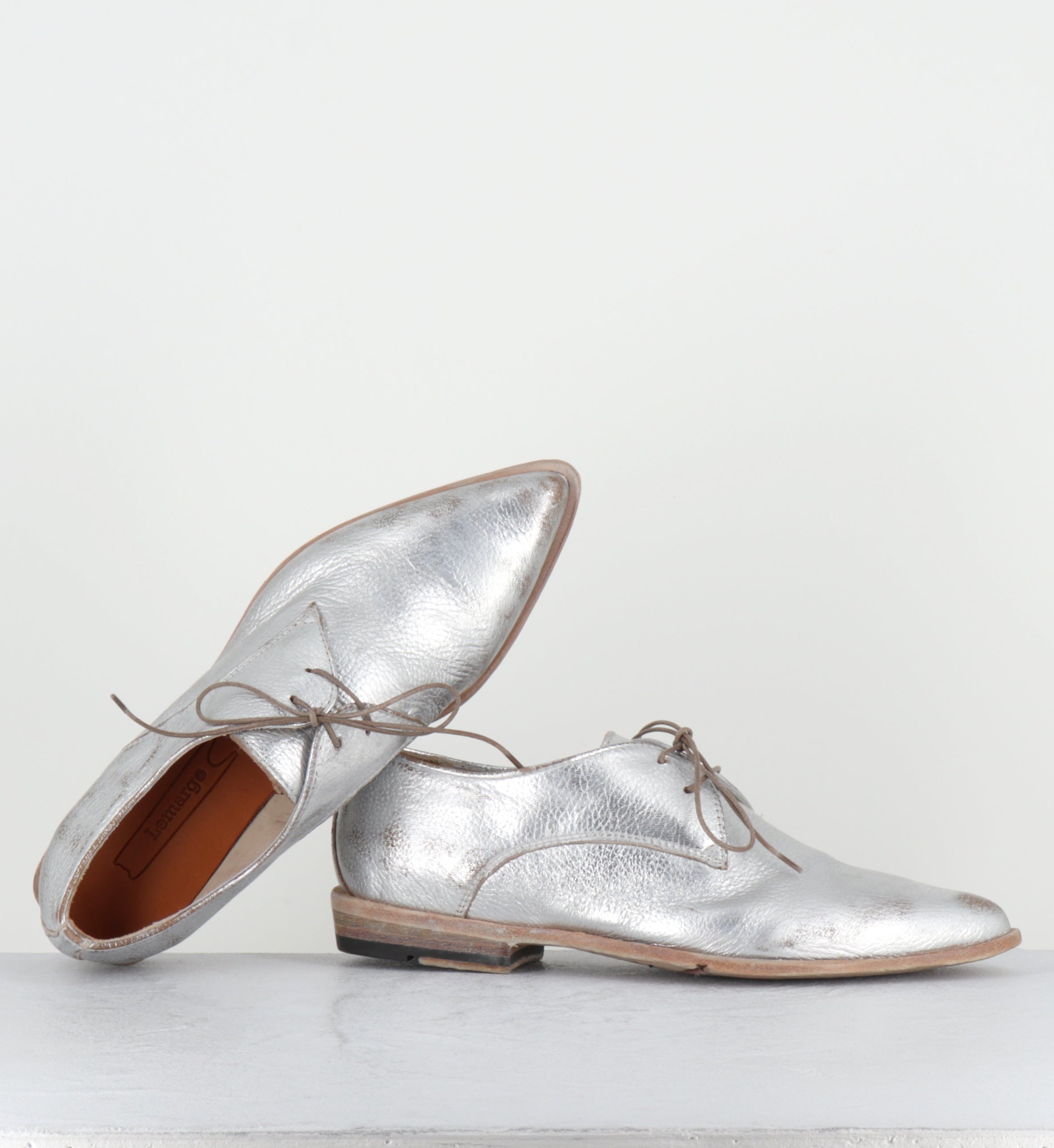 Derby bout pointu cuir argent - DL19A LAM ARGENTO