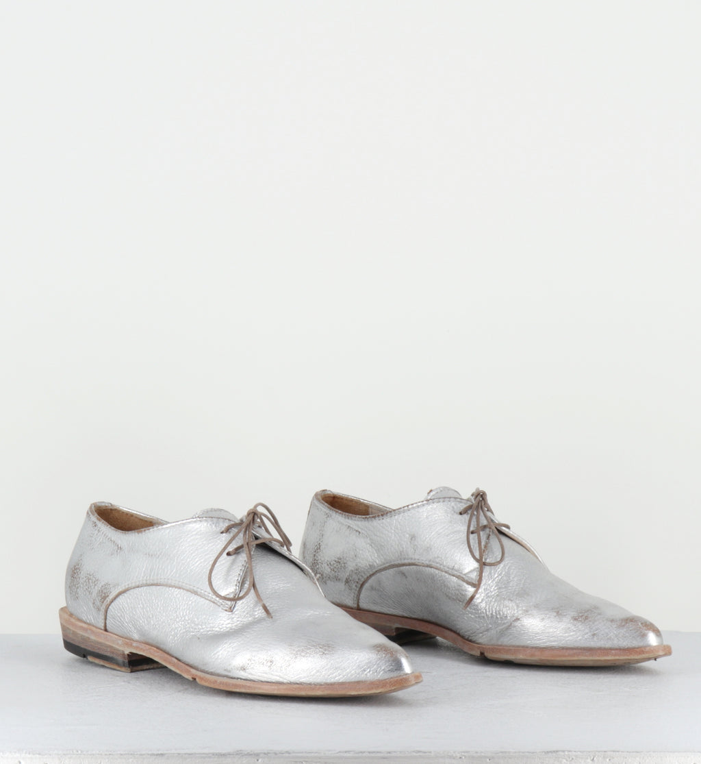 Derby bout pointu cuir argent - DL19A LAM ARGENTO