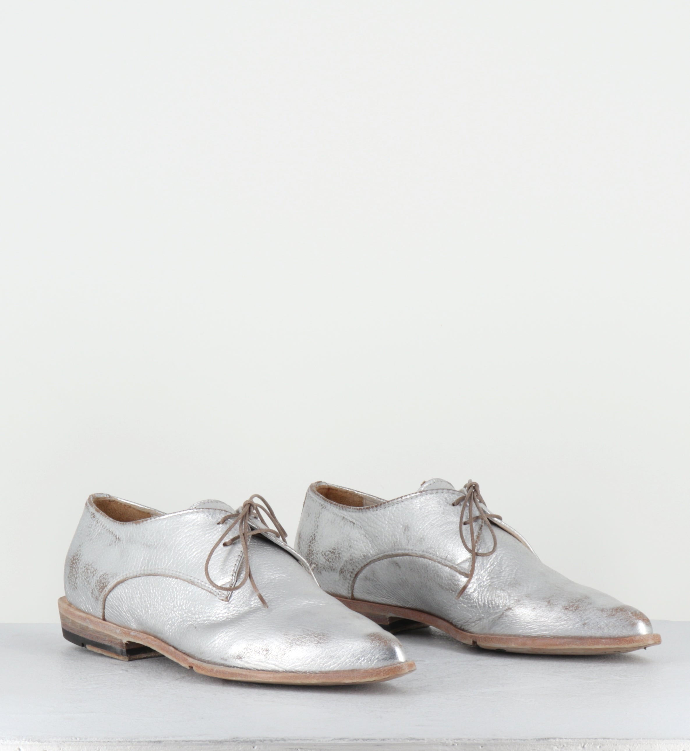 Derby bout pointu cuir argent - DL19A LAM ARGENTO