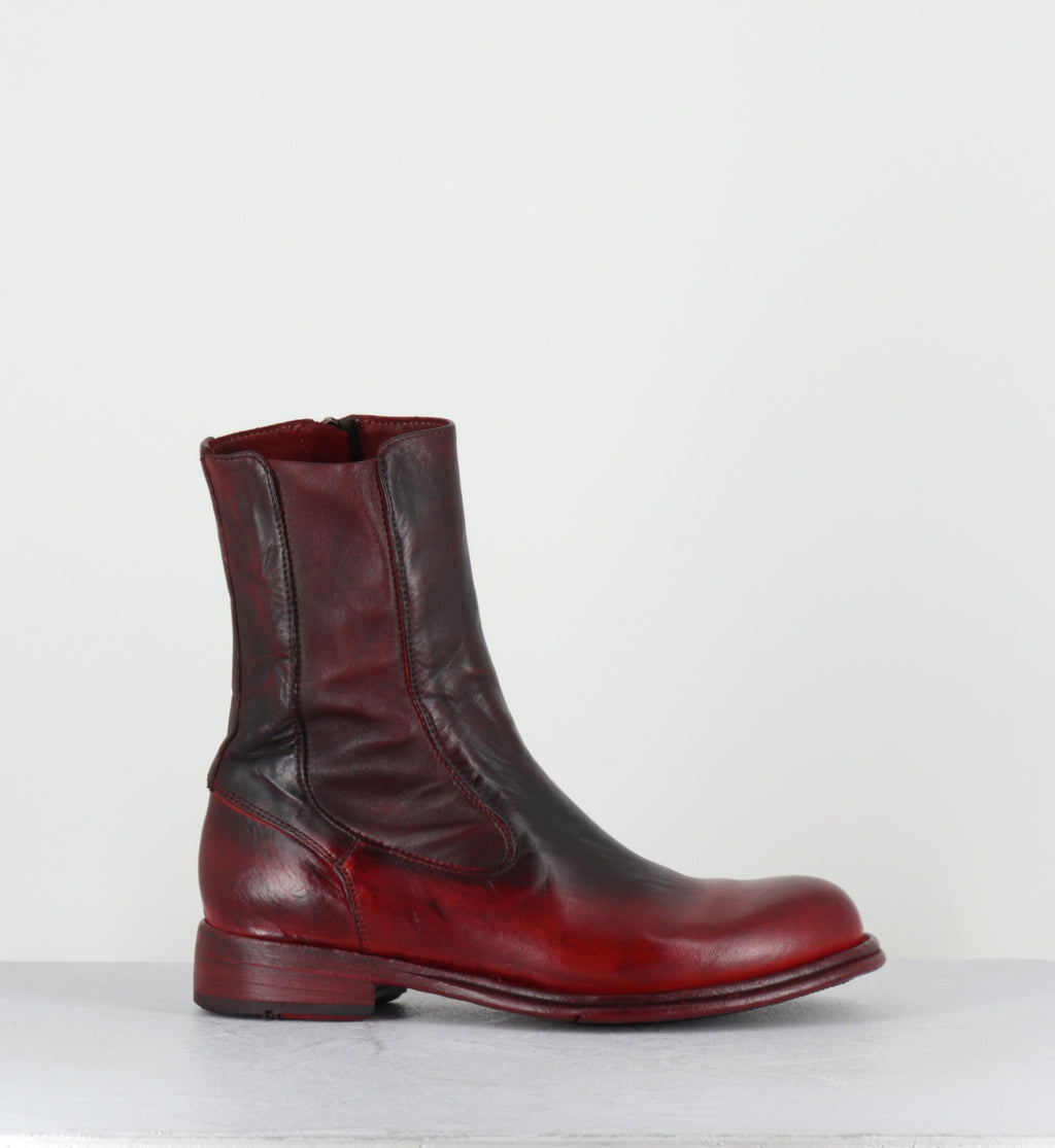 Boots en cuir rouge et noir horse leather - DT05A HORSE ROSSO