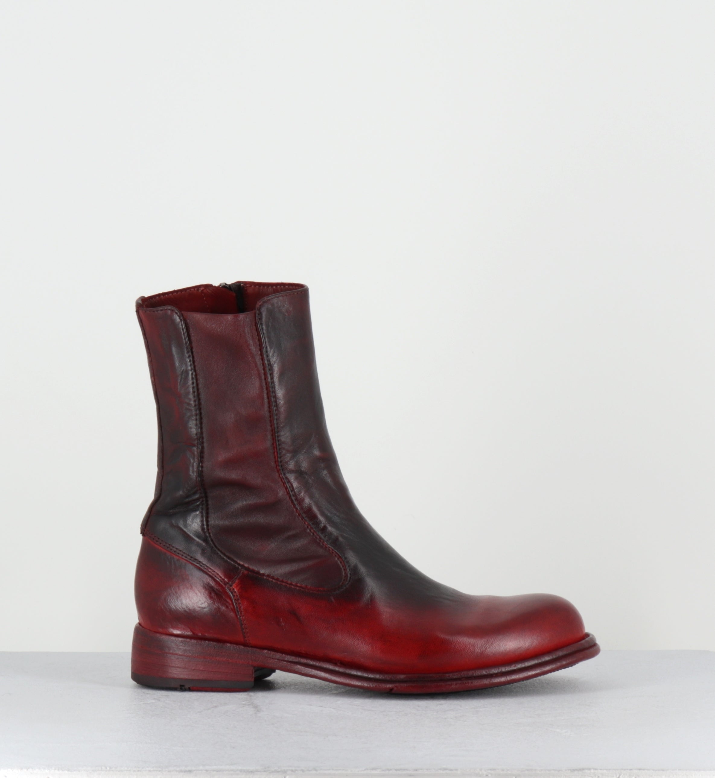 Boots en cuir rouge et noir horse leather - DT05A HORSE ROSSO