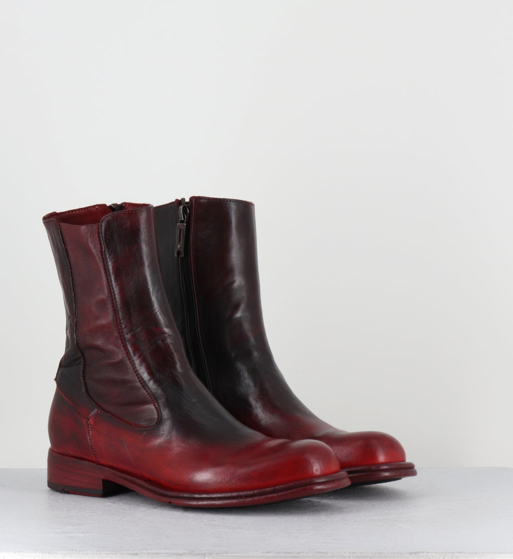Boots en cuir rouge et noir horse leather - DT05A HORSE ROSSO