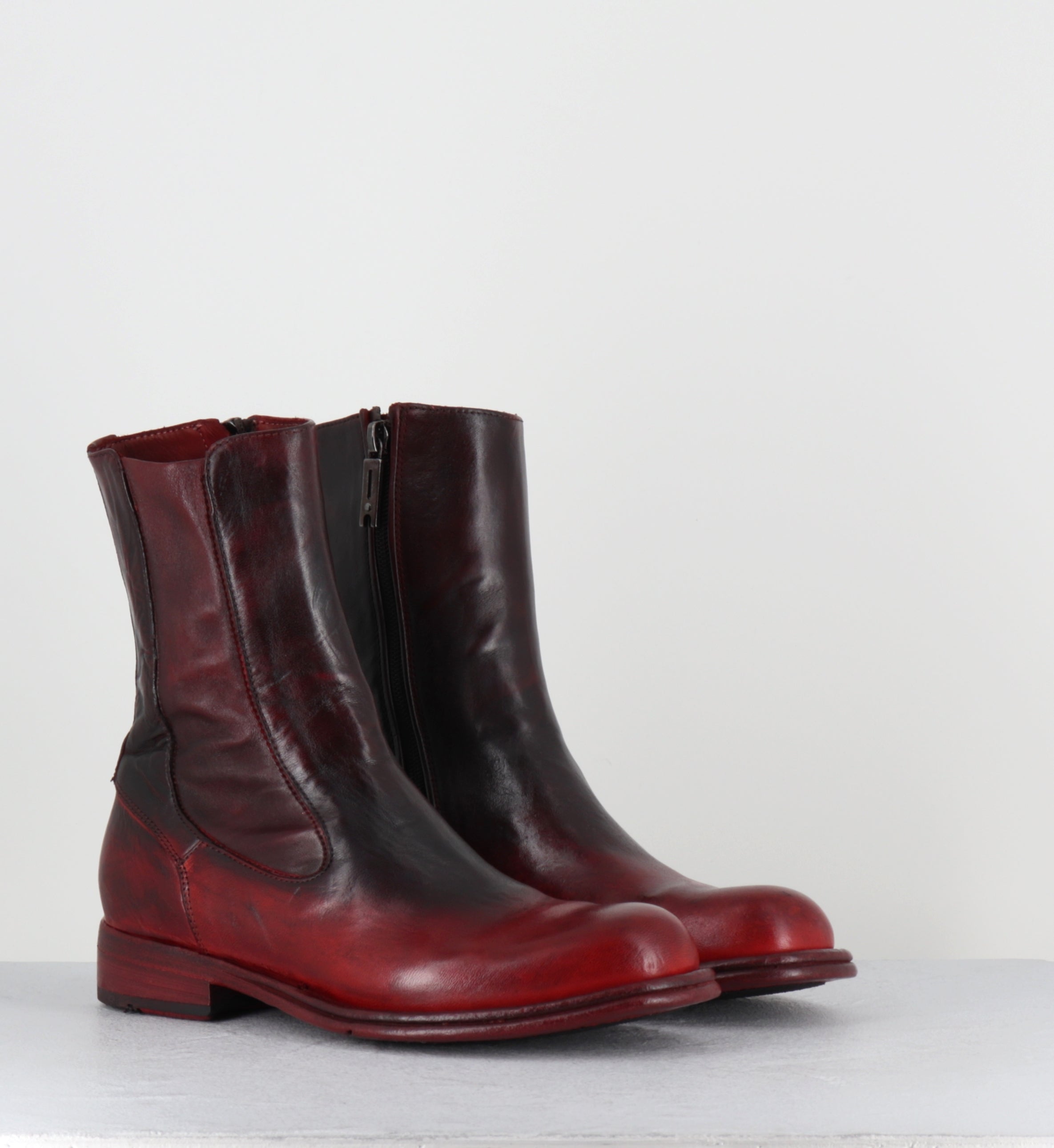Boots en cuir rouge et noir horse leather - DT05A HORSE ROSSO