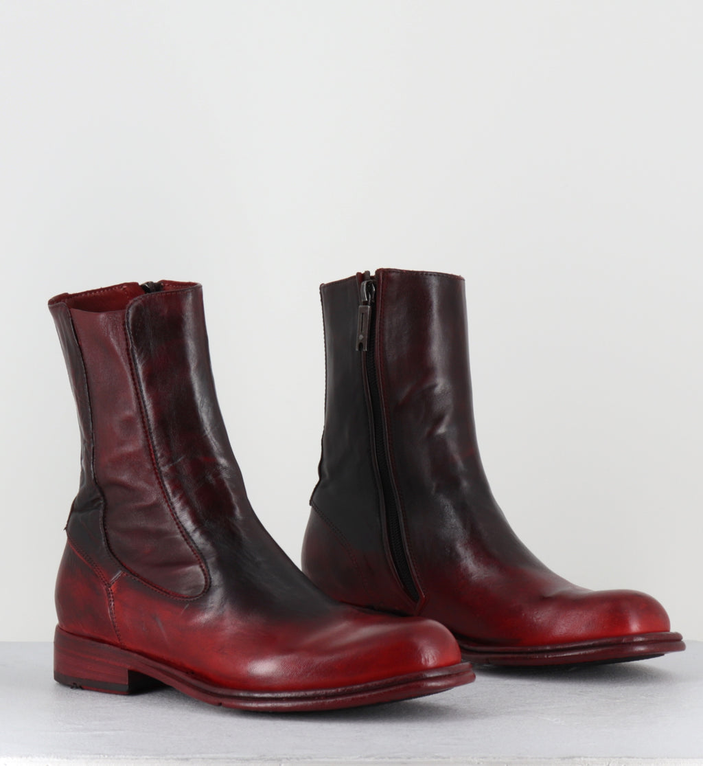 Boots en cuir rouge et noir horse leather - DT05A HORSE ROSSO