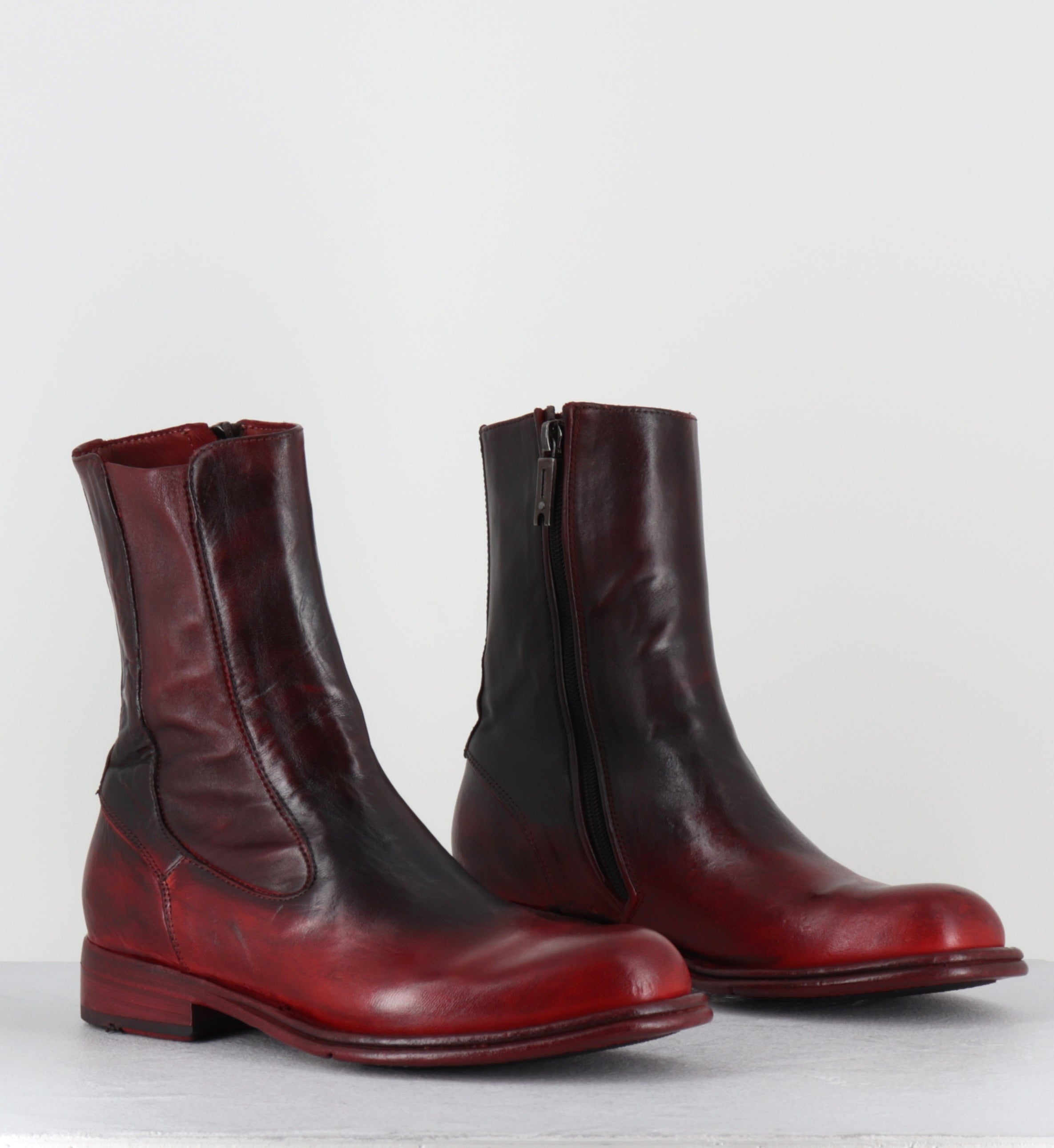 Boots en cuir rouge et noir horse leather - DT05A HORSE ROSSO