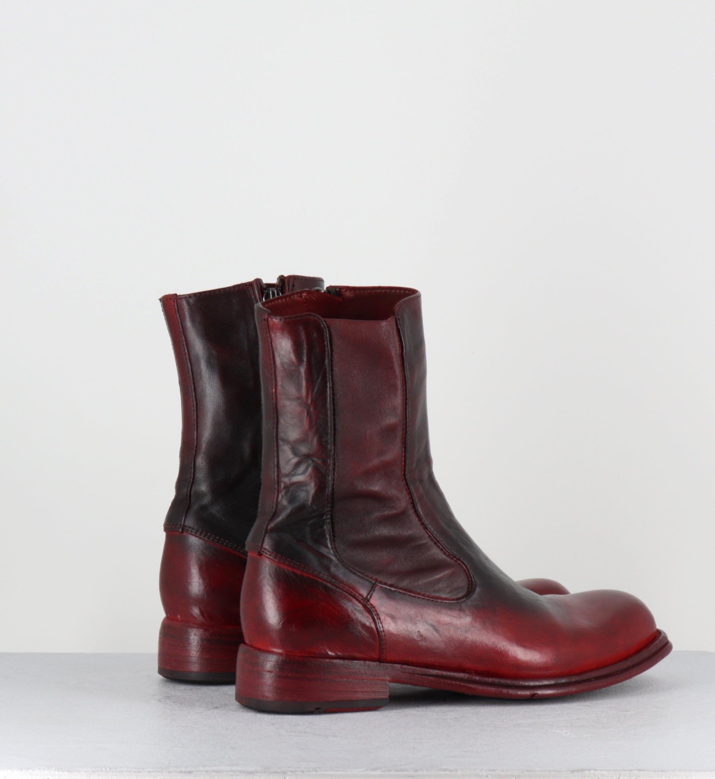 Boots en cuir rouge et noir horse leather - DT05A HORSE ROSSO