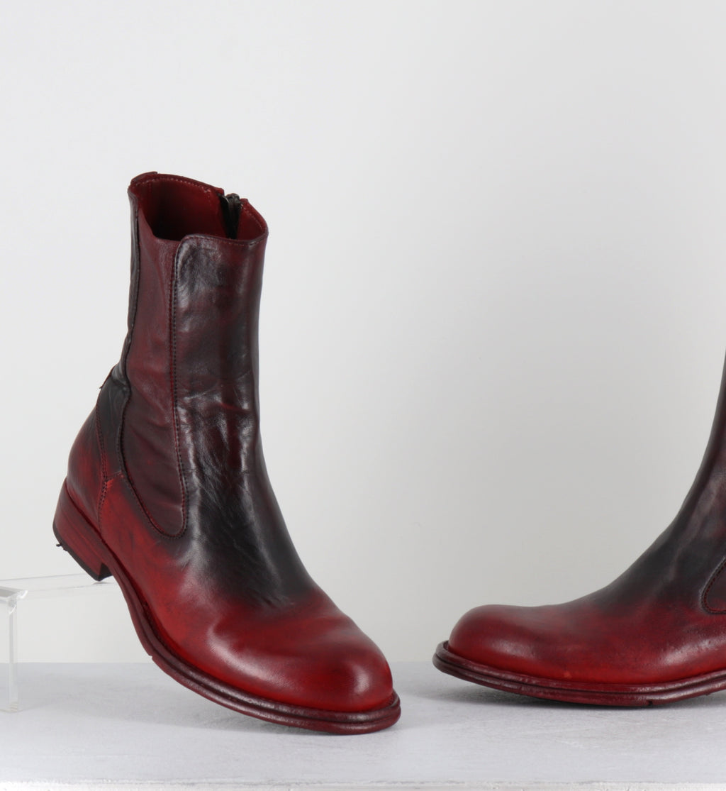 Boots en cuir rouge et noir horse leather - DT05A HORSE ROSSO