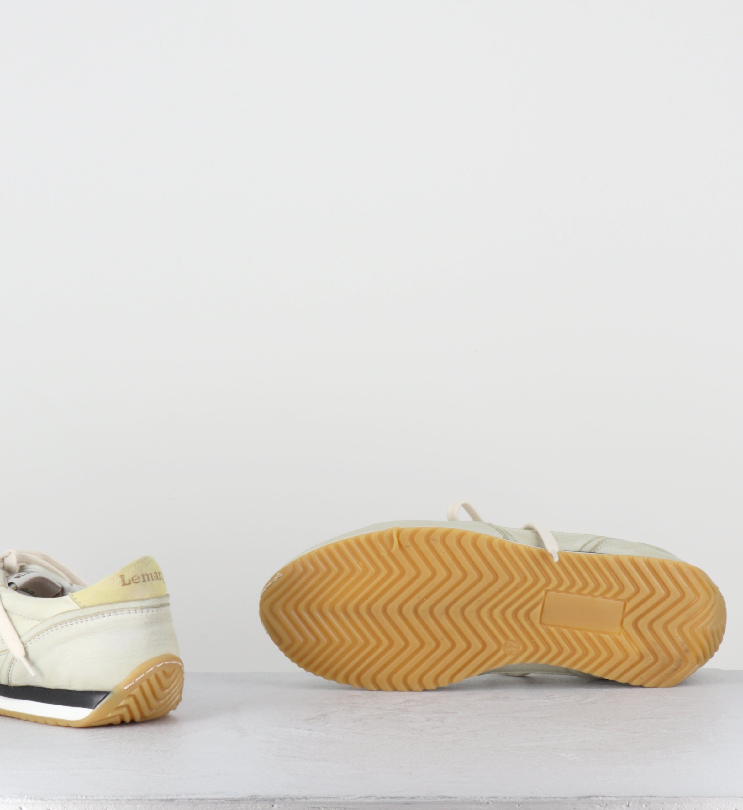 Sneakers en cuir crème - 1B01B CERVO POLENTA