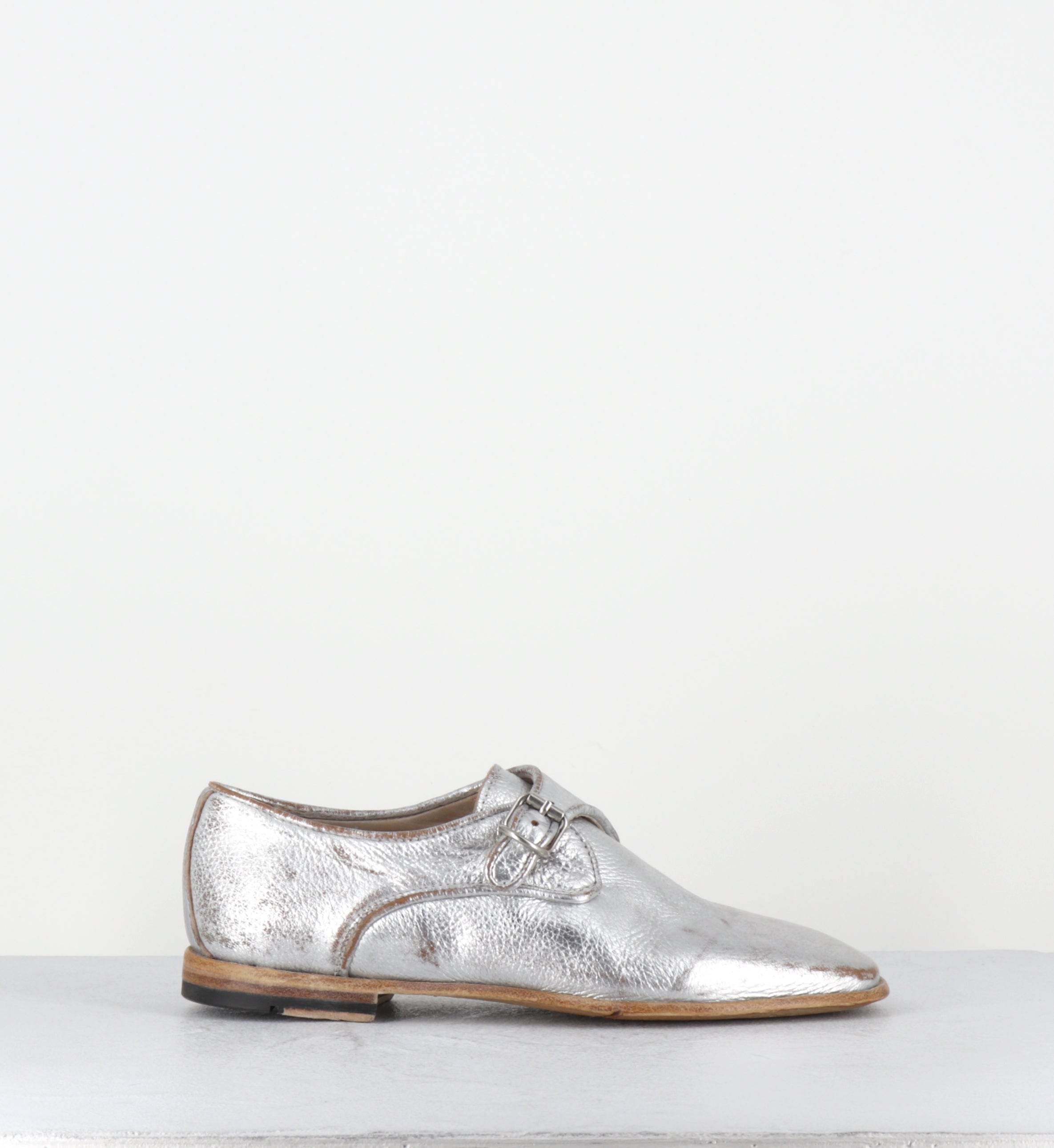 Chaussures boucle cuir argent - IX03A LAM ARGENTO