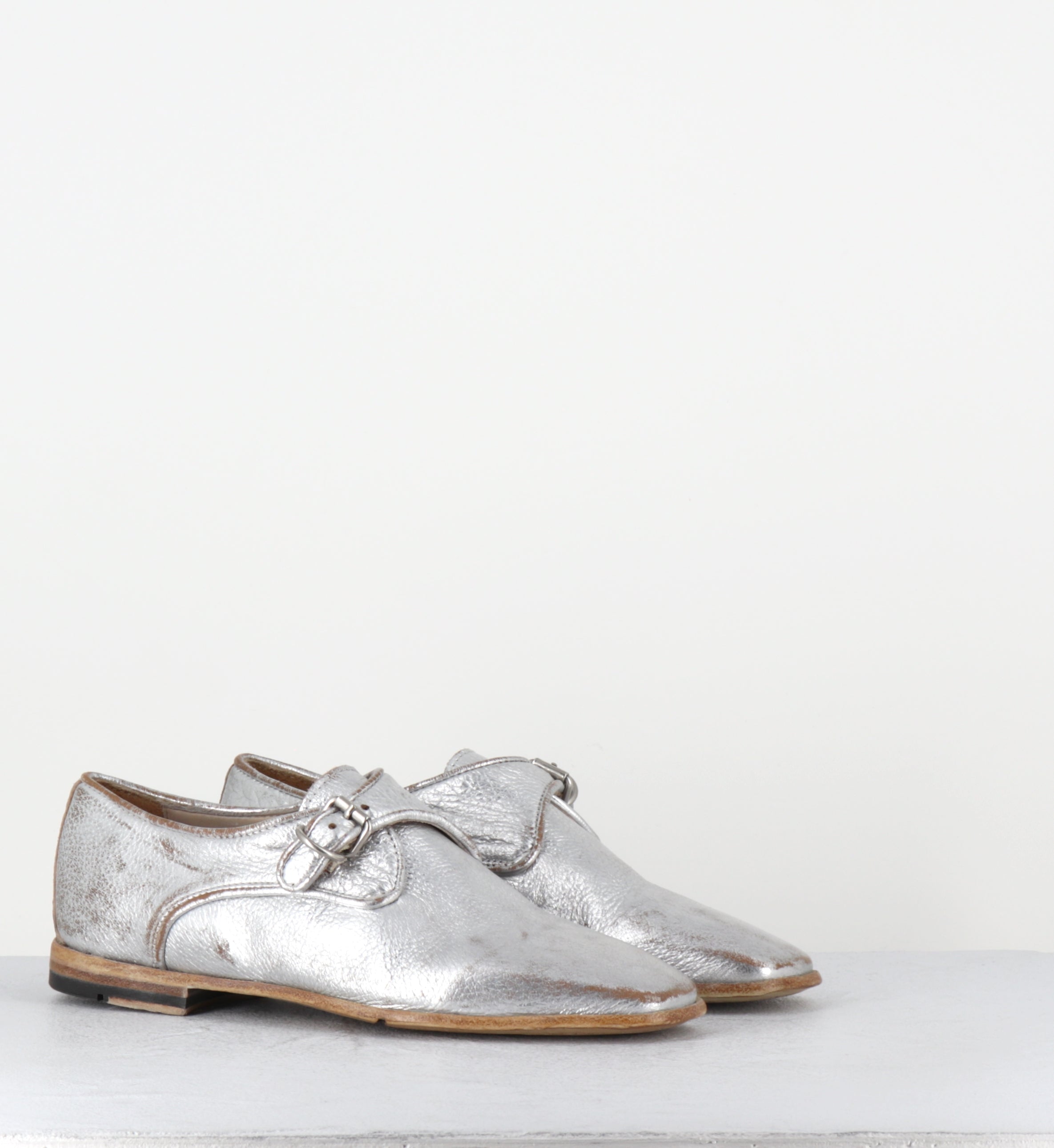 Chaussures boucle cuir argent - IX03A LAM ARGENTO