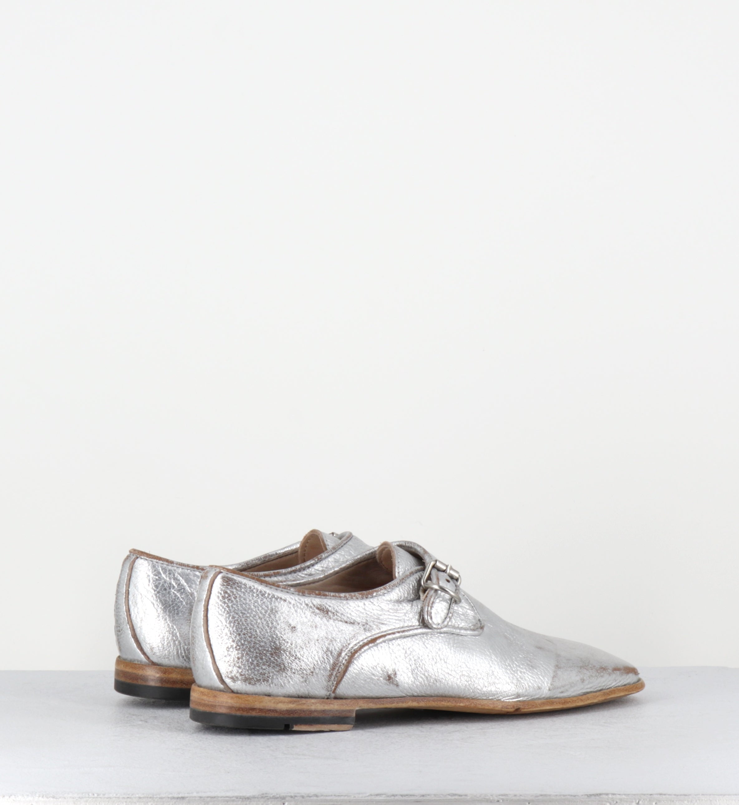 Chaussures boucle cuir argent - IX03A LAM ARGENTO