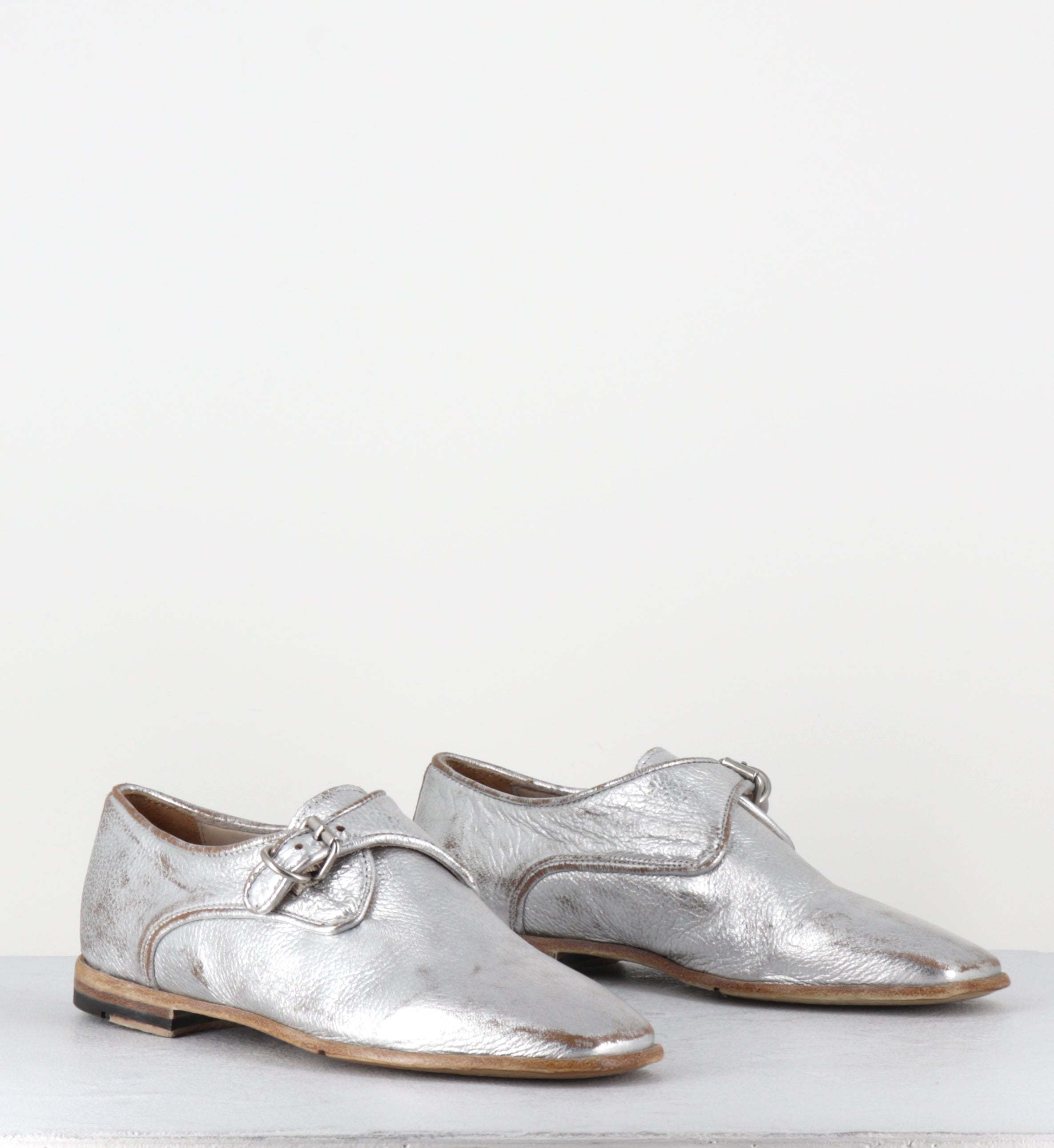 Chaussures boucle cuir argent - IX03A LAM ARGENTO