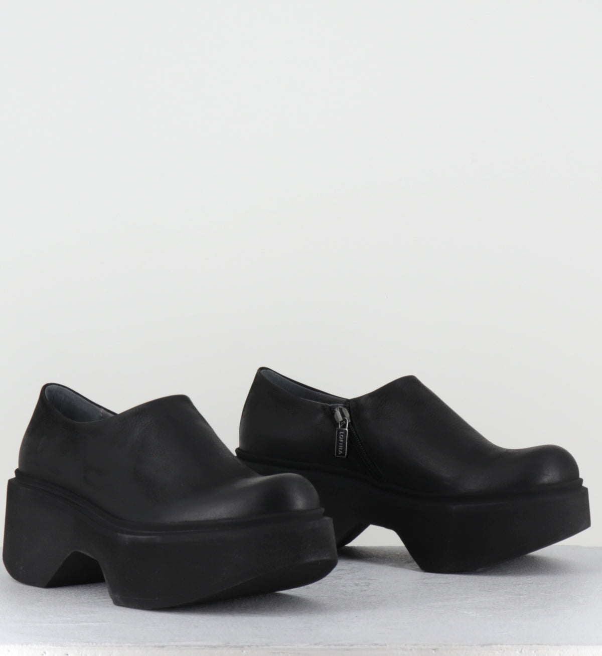 Sabot en cuir noir à plateforme - 10980 GAS NERO
