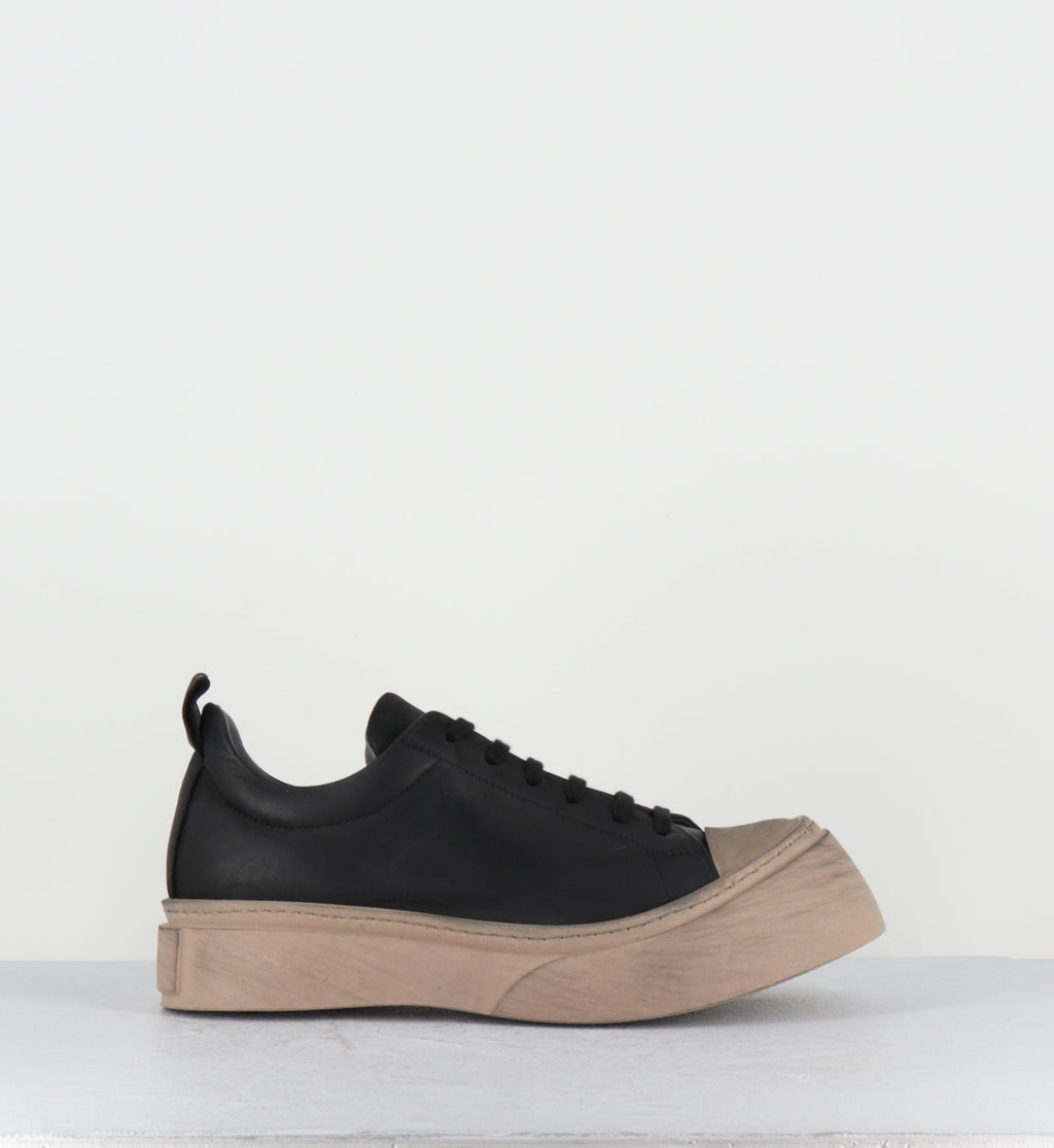 Chaussures à lacets en cuir noir semelle épaisse - 2743 NERO