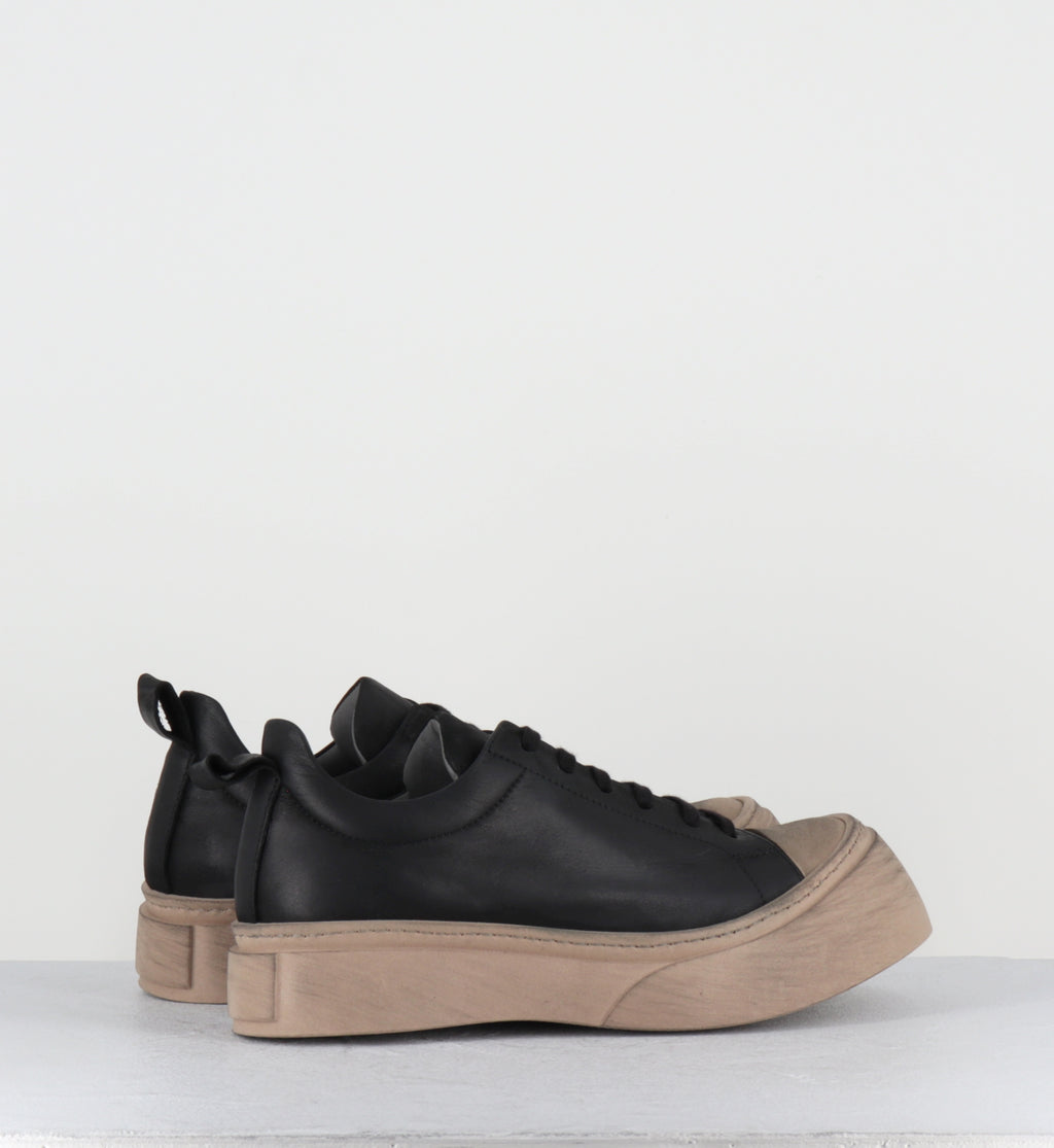 Chaussures à lacets en cuir noir semelle épaisse - 2743 NERO
