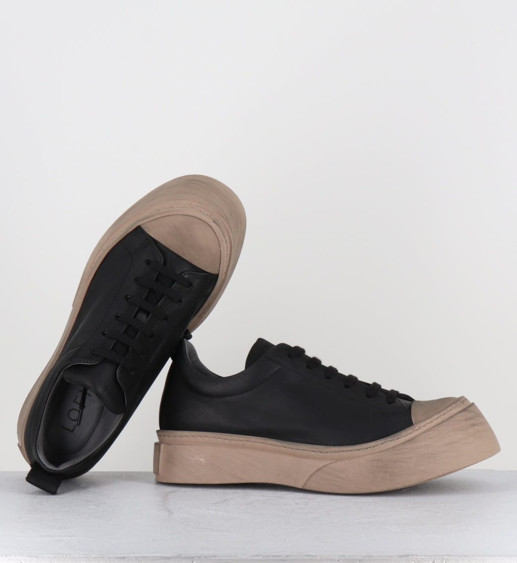Chaussures à lacets en cuir noir semelle épaisse - 2743 NERO