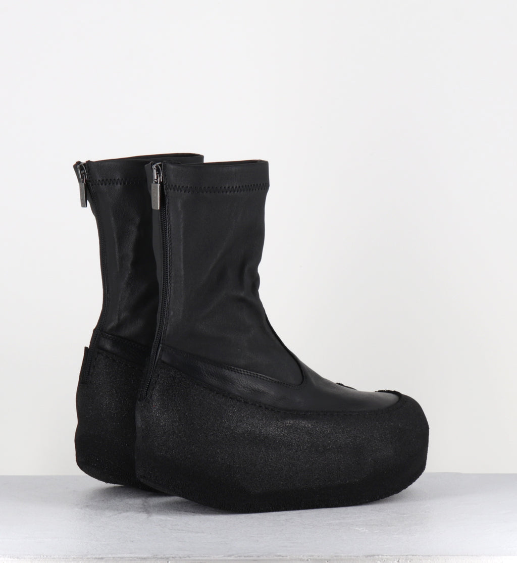 Boots compensées en cuir stretch noir - 8361 NAPPA STRETCH