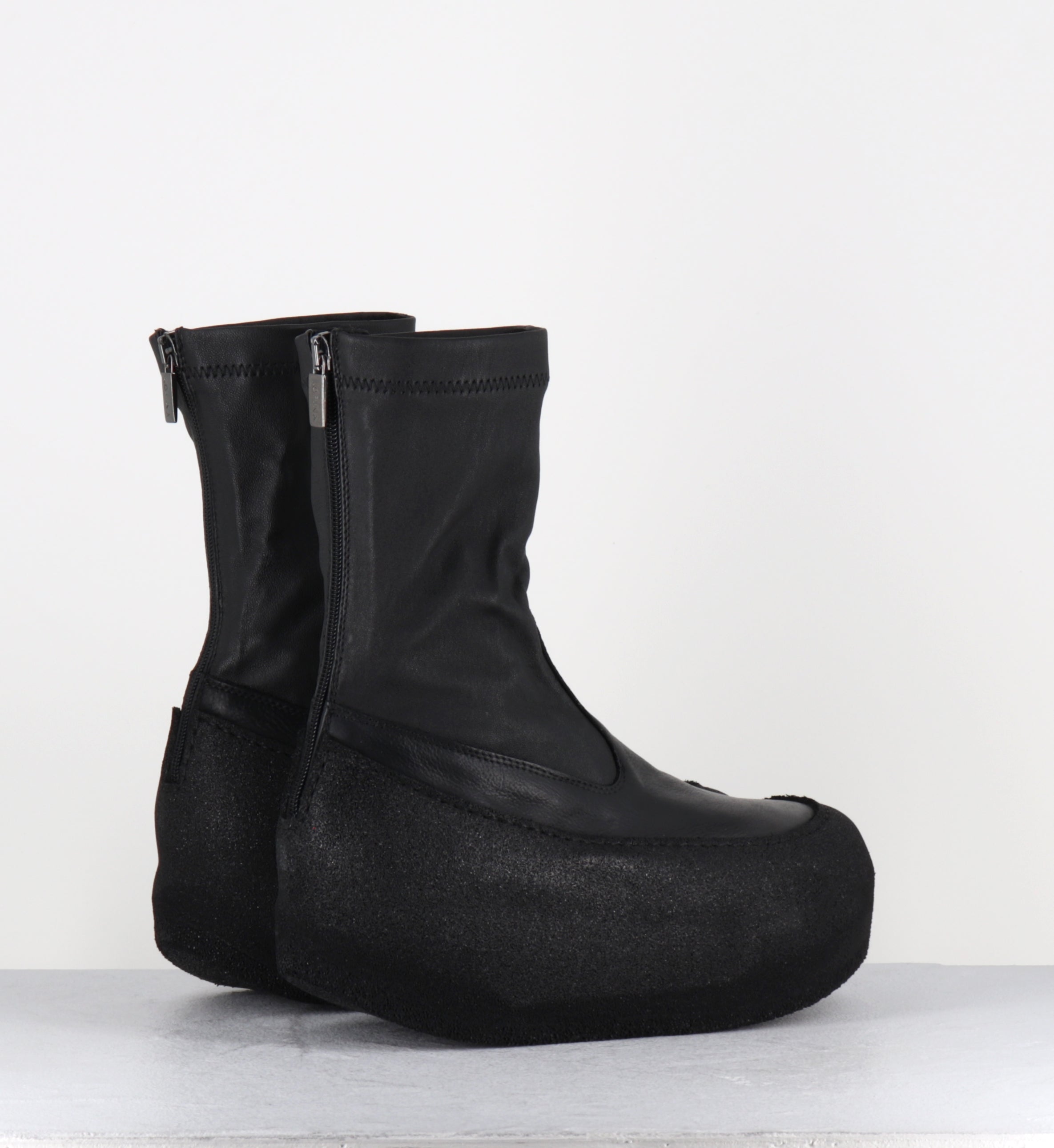 Boots compensées en cuir stretch noir - 8361 NAPPA STRETCH