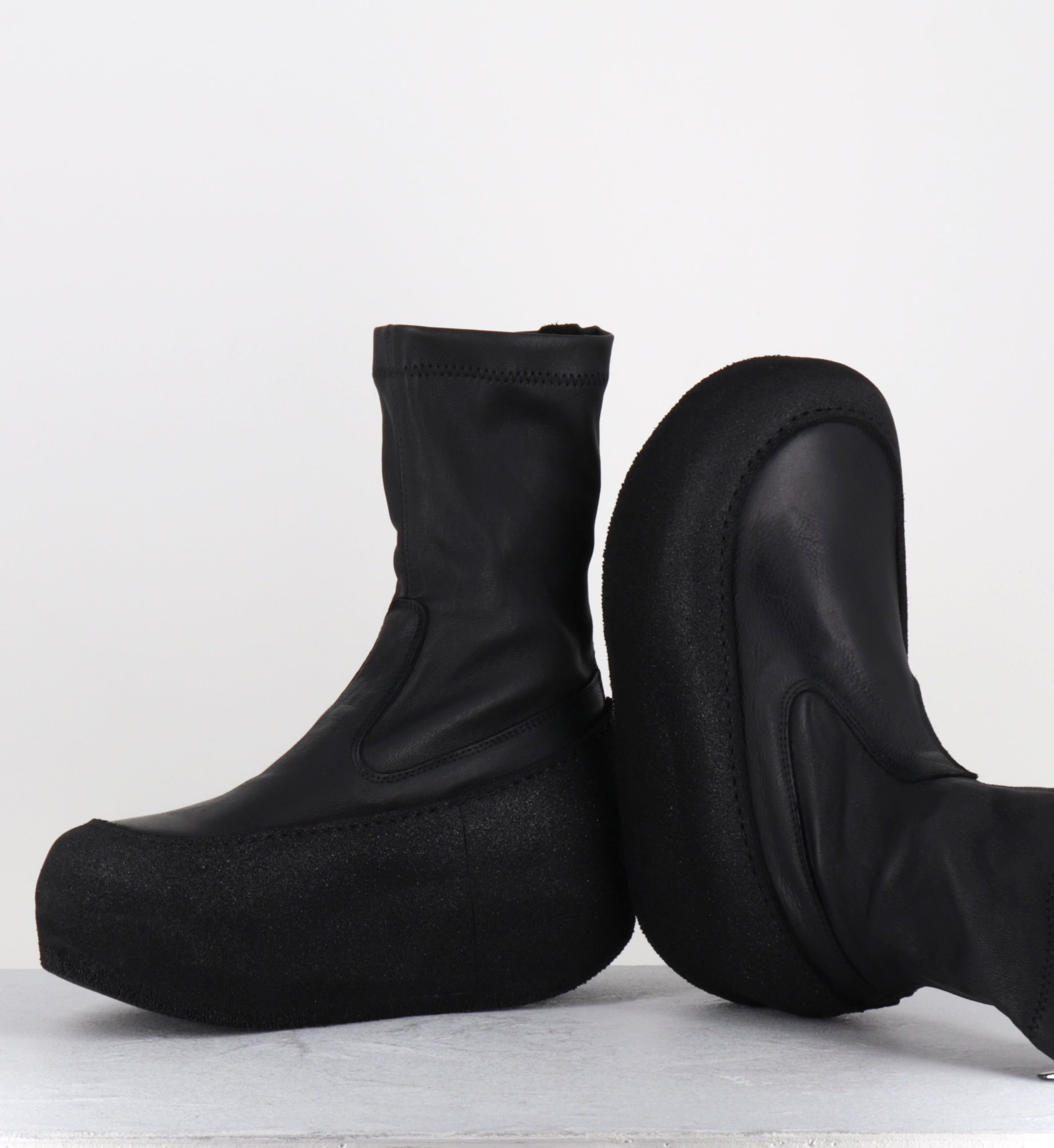 Boots compensées en cuir stretch noir - 8361 NAPPA STRETCH