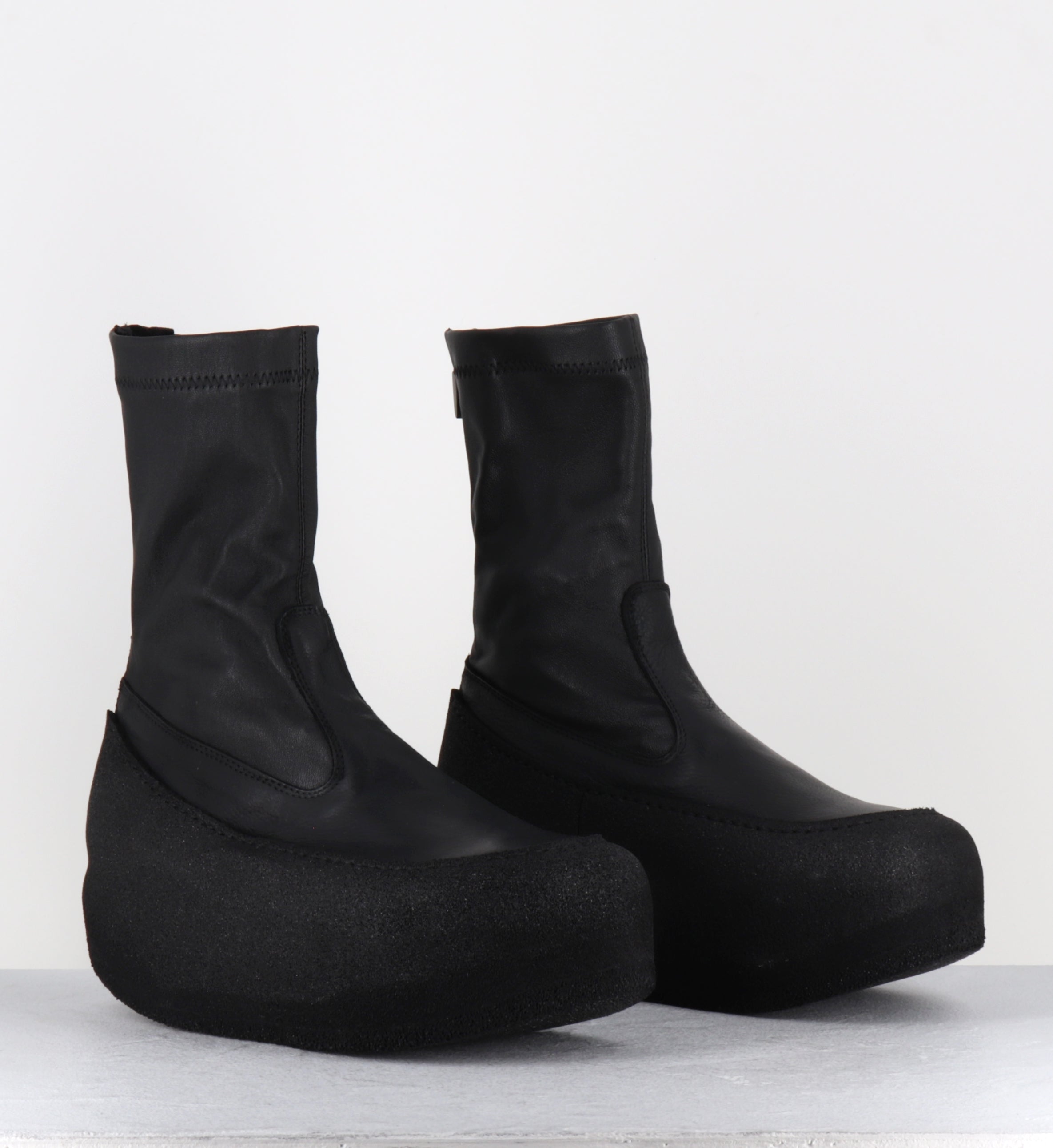 Boots compensées en cuir stretch noir - 8361 NAPPA STRETCH