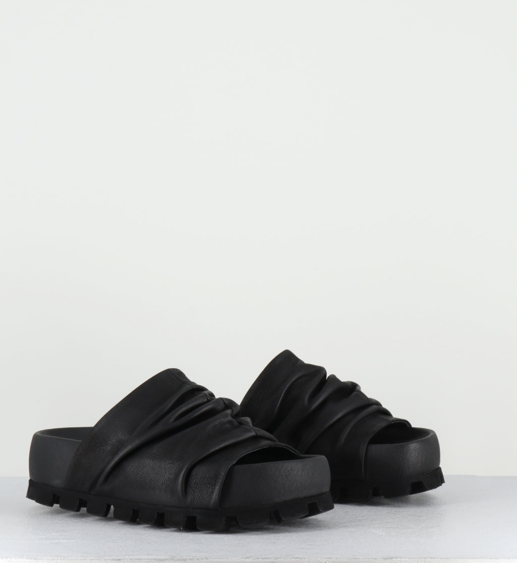 Mules en cuir noir semelle épaisse - 9386 GAS NERO