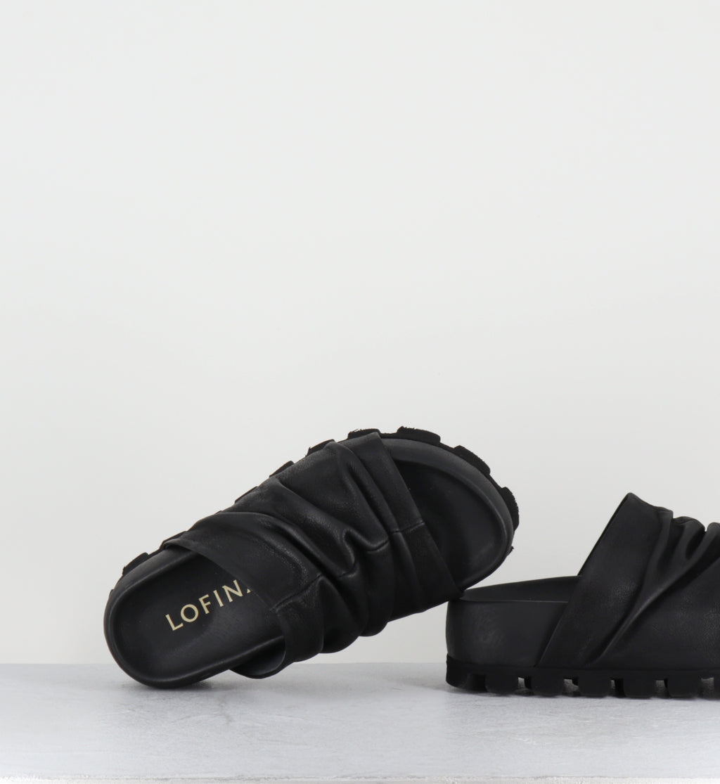 Mules en cuir noir semelle épaisse - 9386 GAS NERO