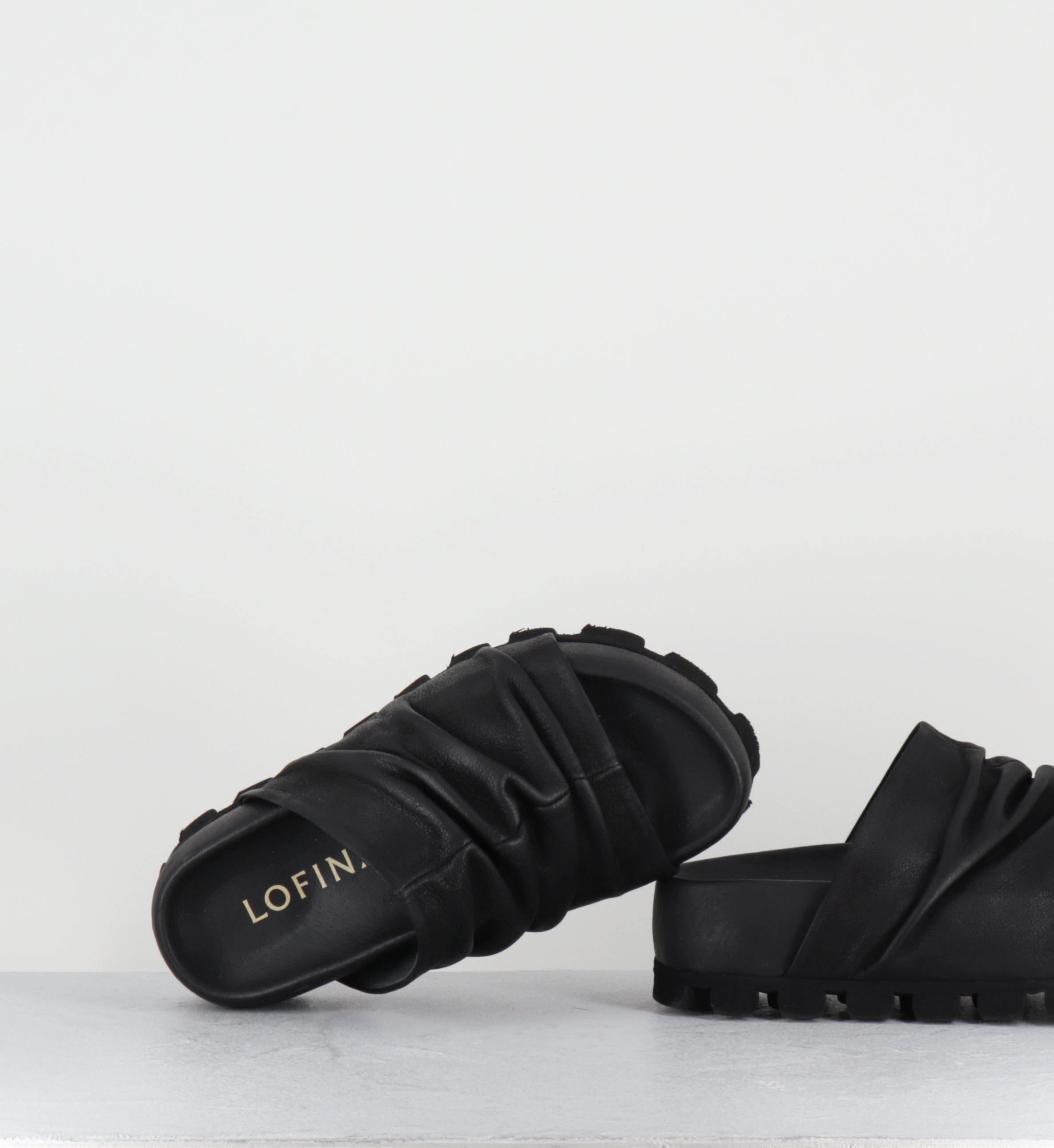 Mules en cuir noir semelle épaisse - 9386 GAS NERO