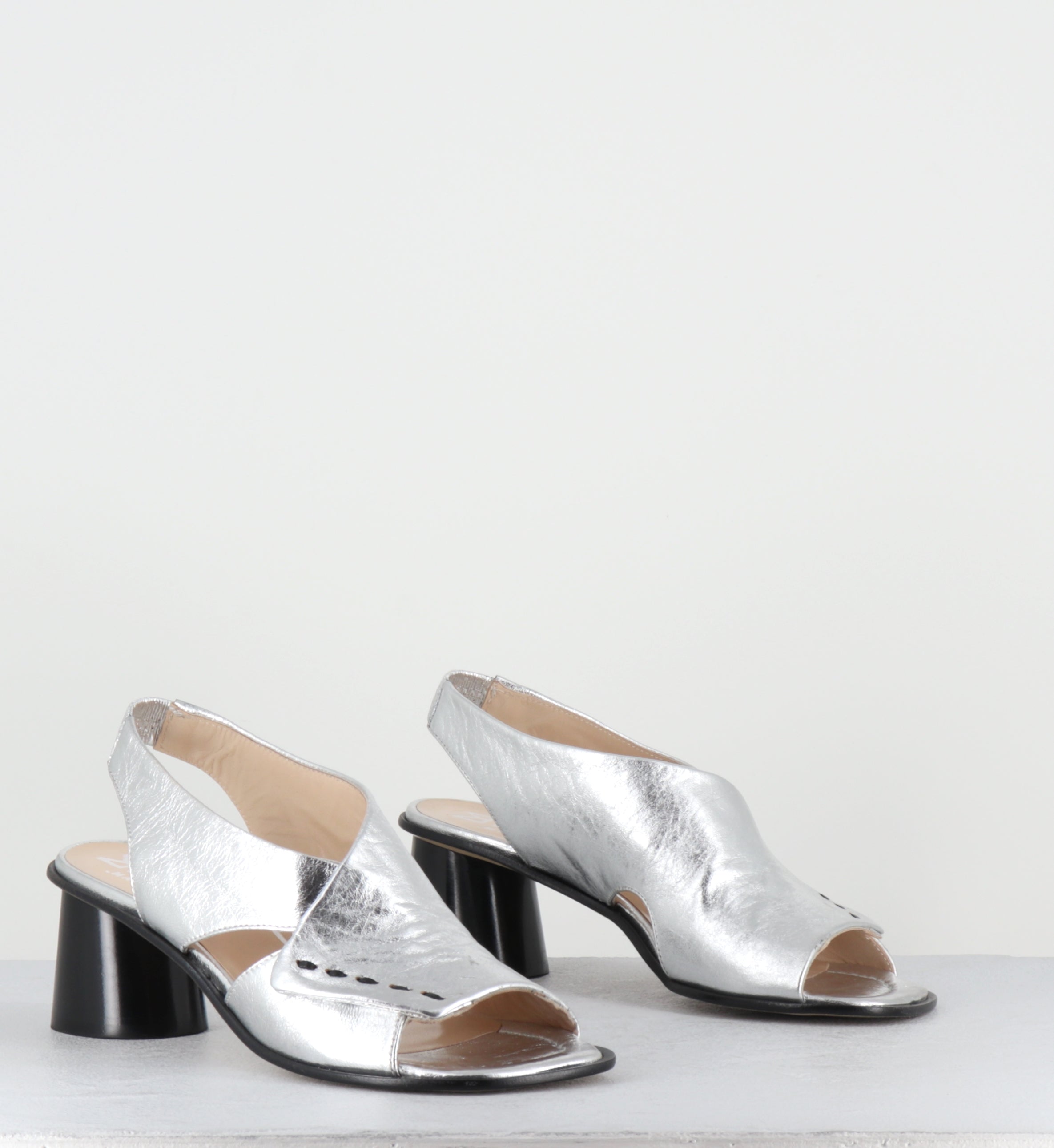 Sandales à talon en cuir agrent - 30613 MILO ARGENTO