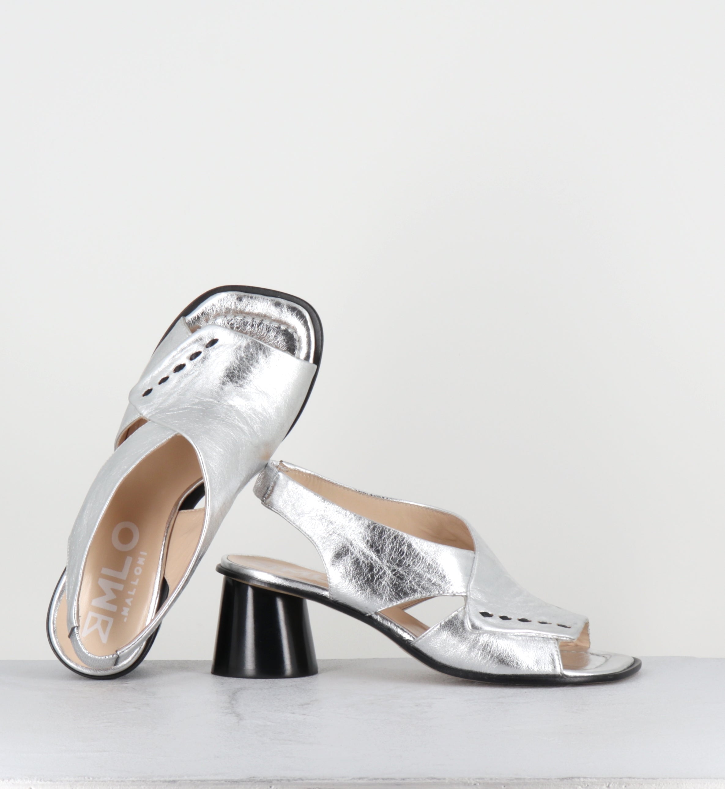Sandales à talon en cuir agrent - 30613 MILO ARGENTO