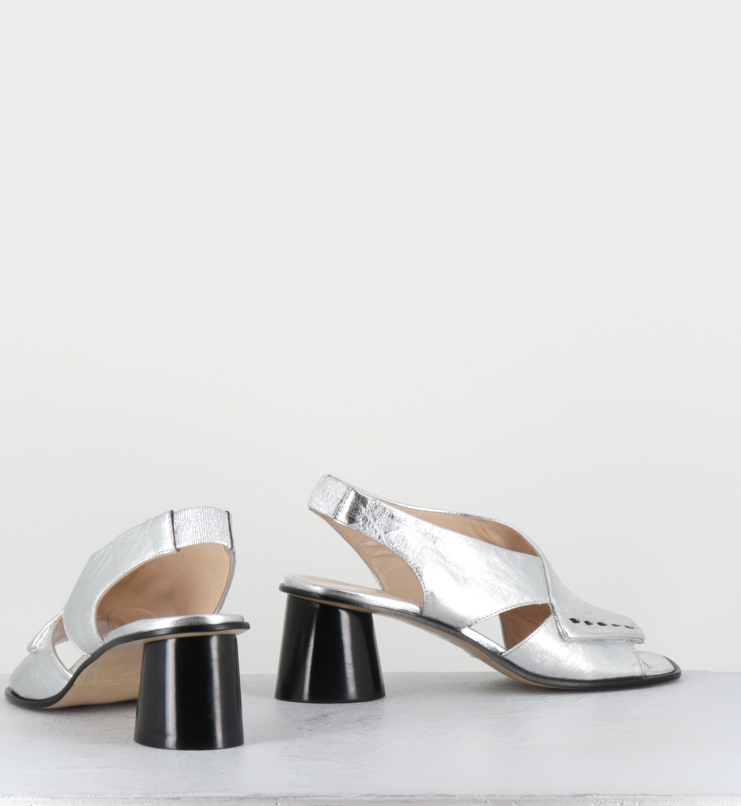 Sandales à talon en cuir agrent - 30613 MILO ARGENTO