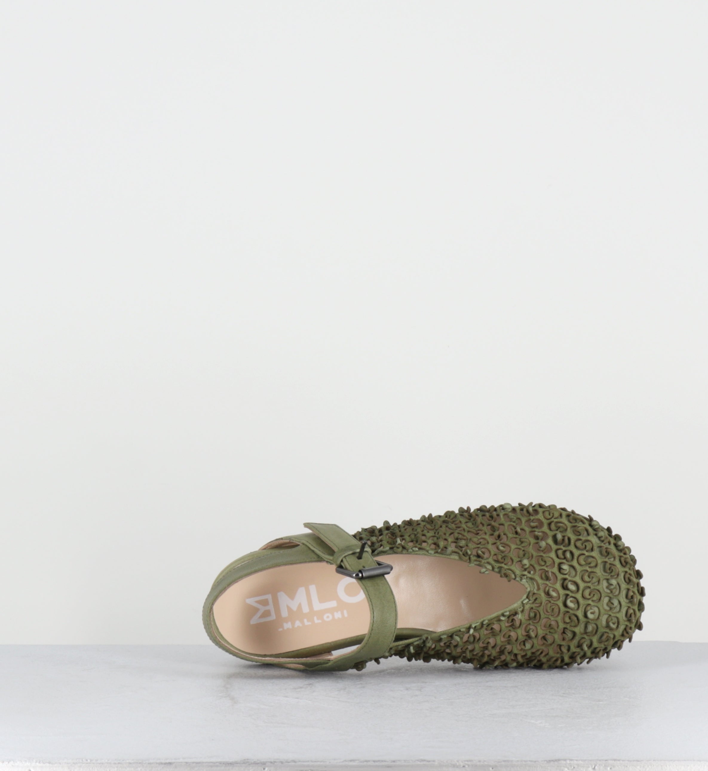 Ballerines en cuir kaki bout large - 10803 MILO PISTACCHIO
