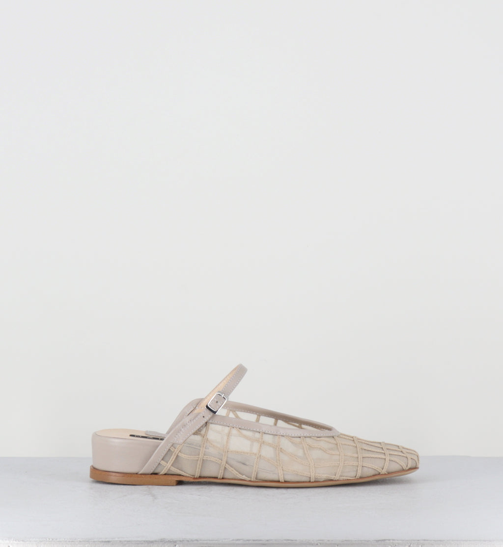 Mules compensées en mesh nude - 96022 RANIA ECRU