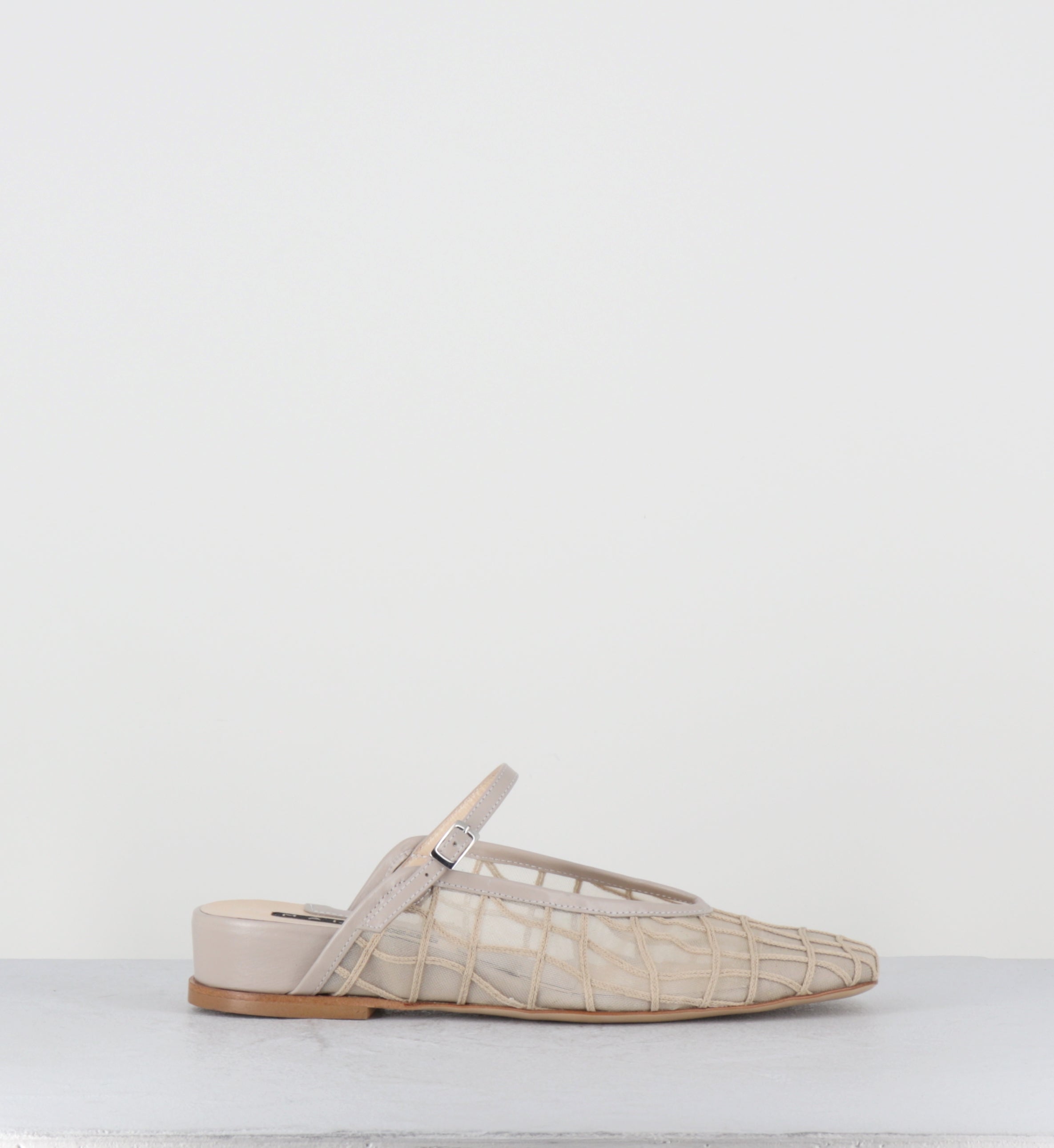 Mules compensées en mesh nude - 96022 RANIA ECRU