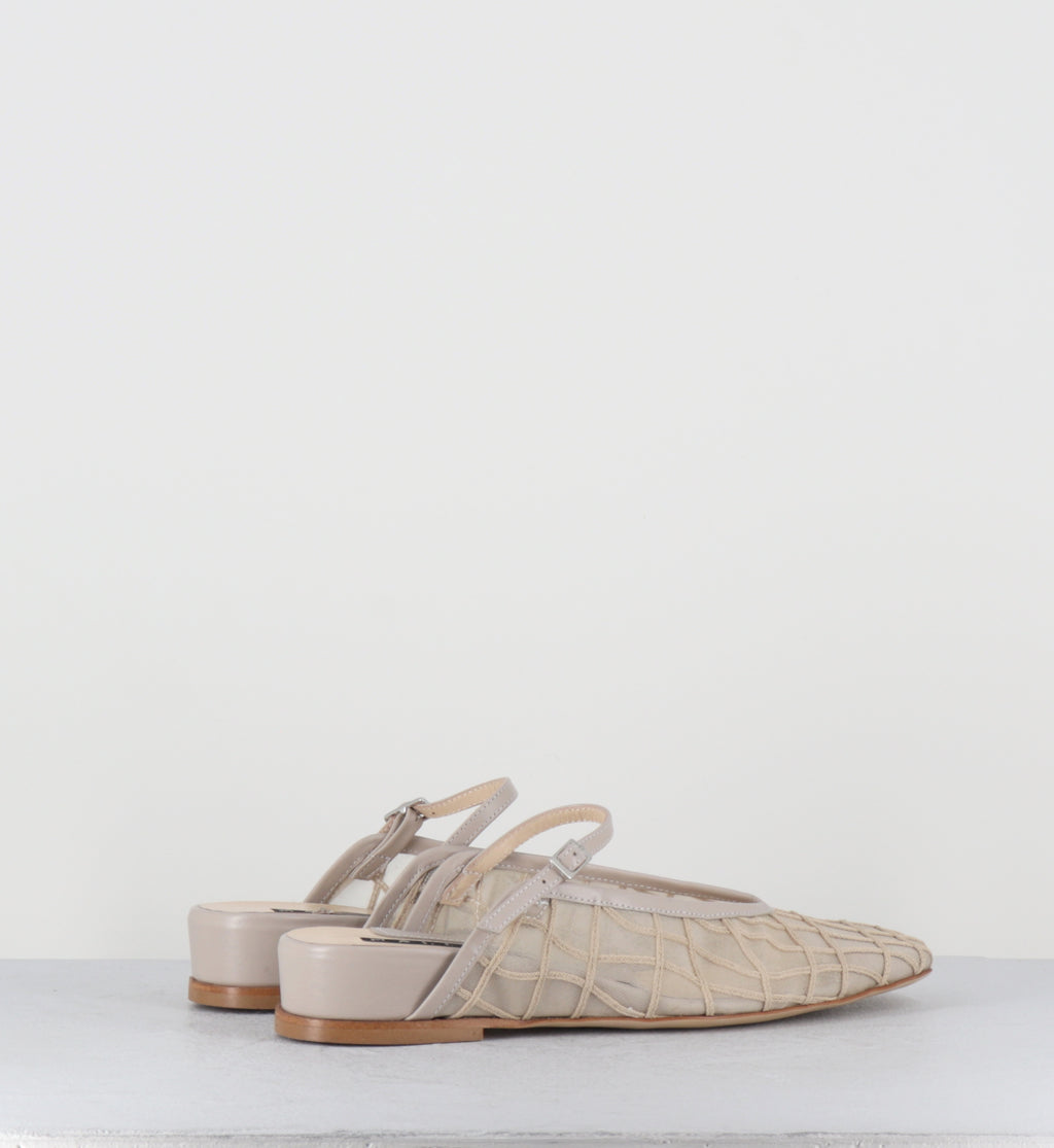 Mules compensées en mesh nude - 96022 RANIA ECRU