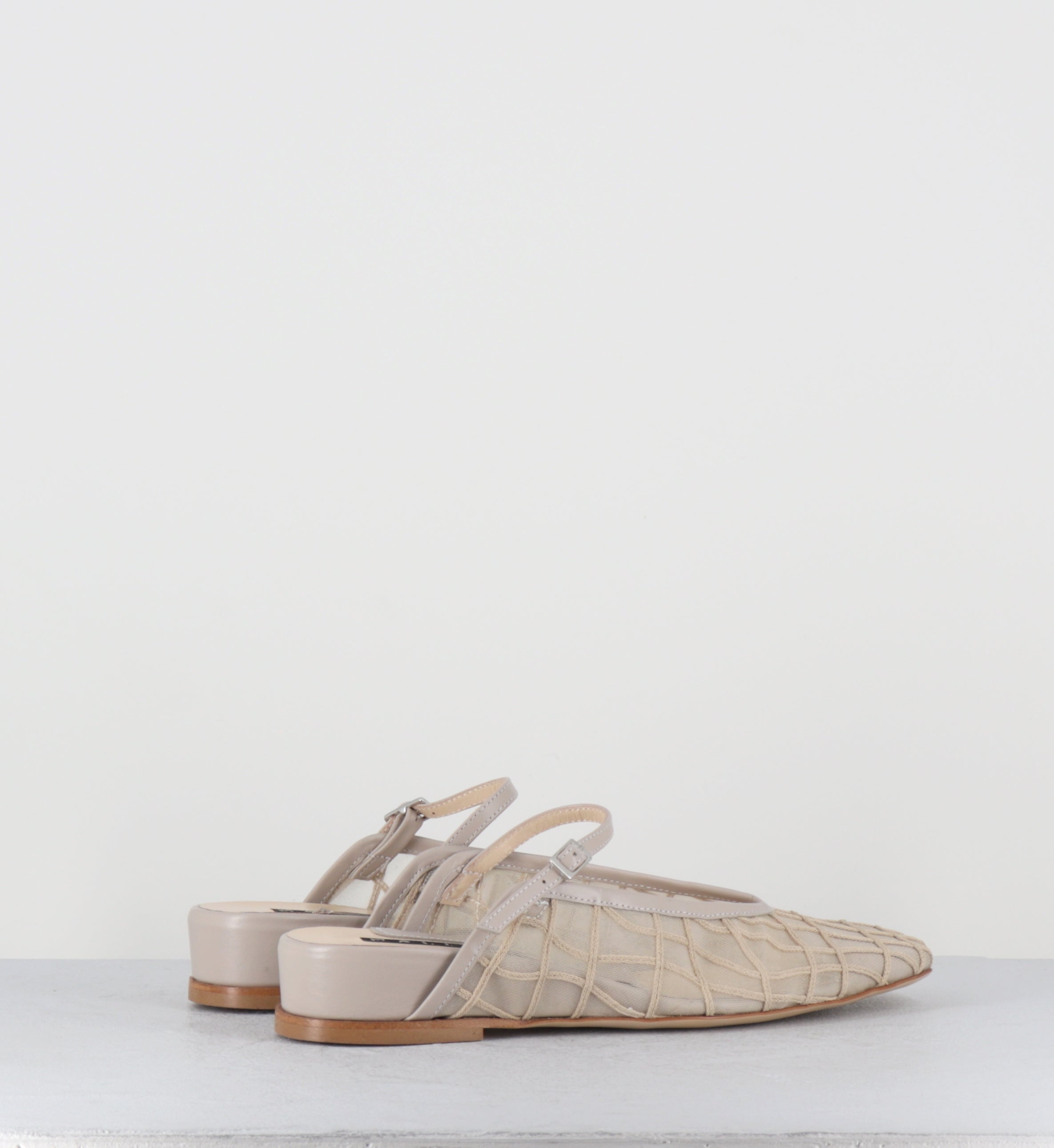 Mules compensées en mesh nude - 96022 RANIA ECRU