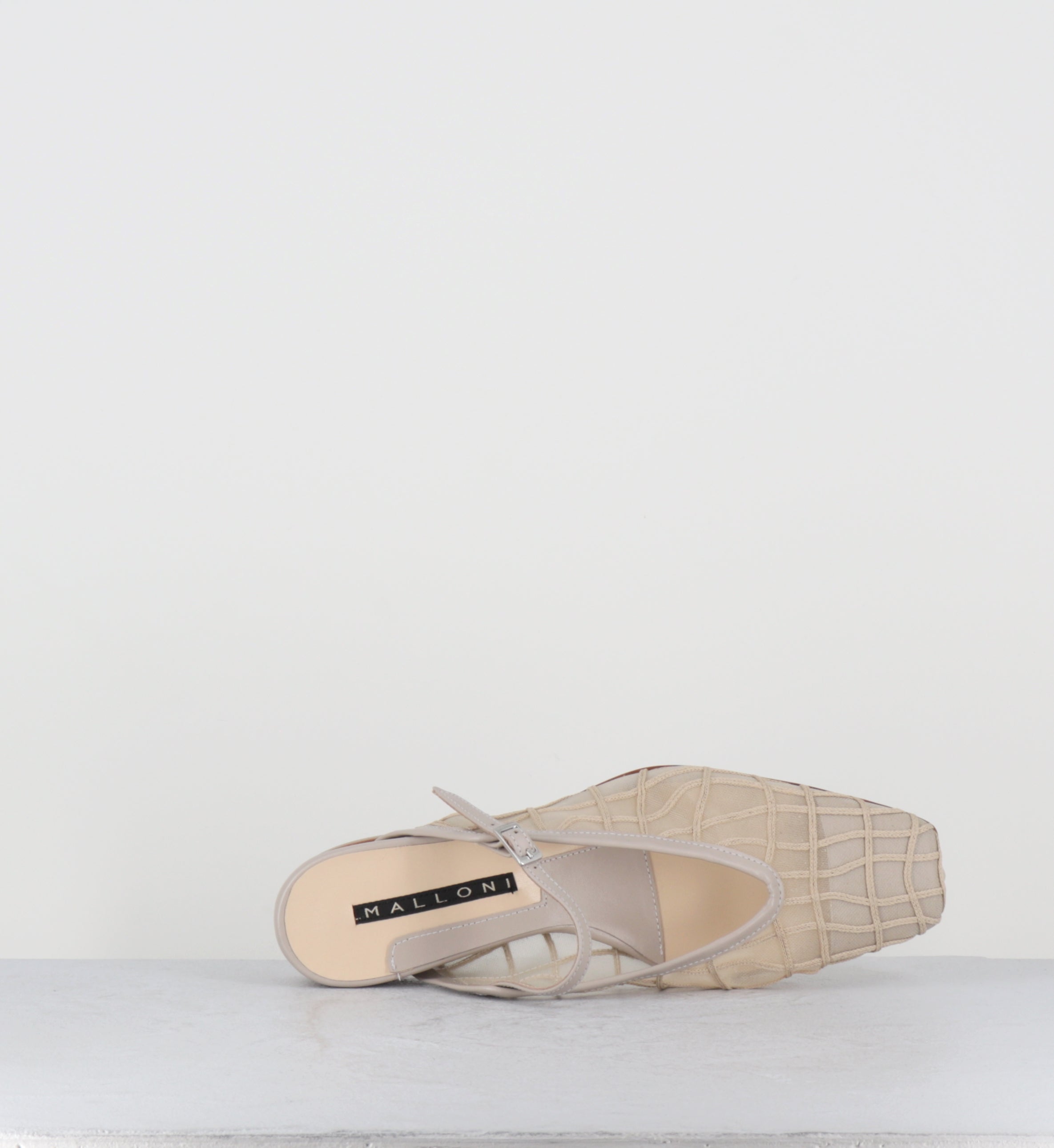 Mules compensées en mesh nude - 96022 RANIA ECRU