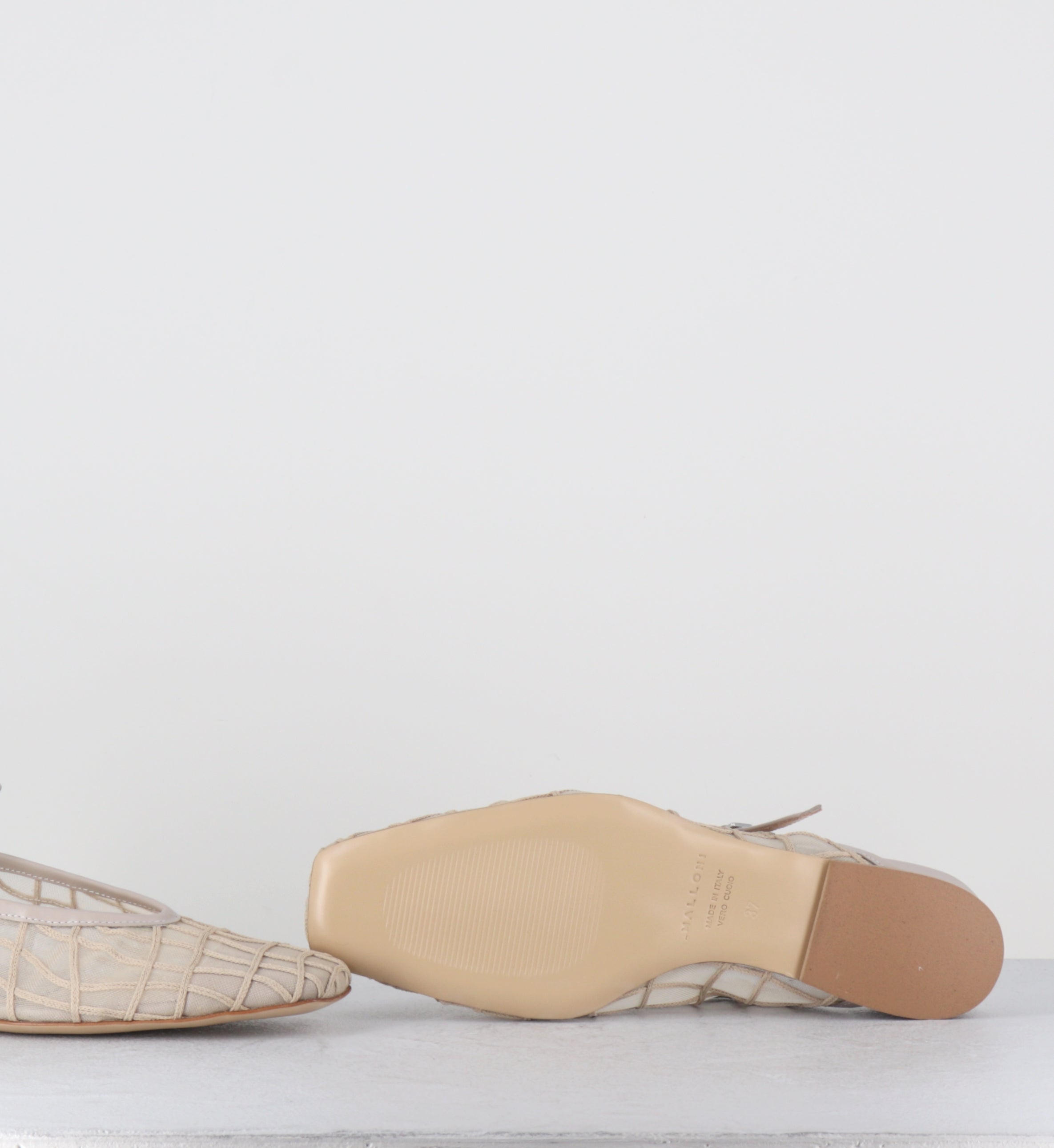 Mules compensées en mesh nude - 96022 RANIA ECRU
