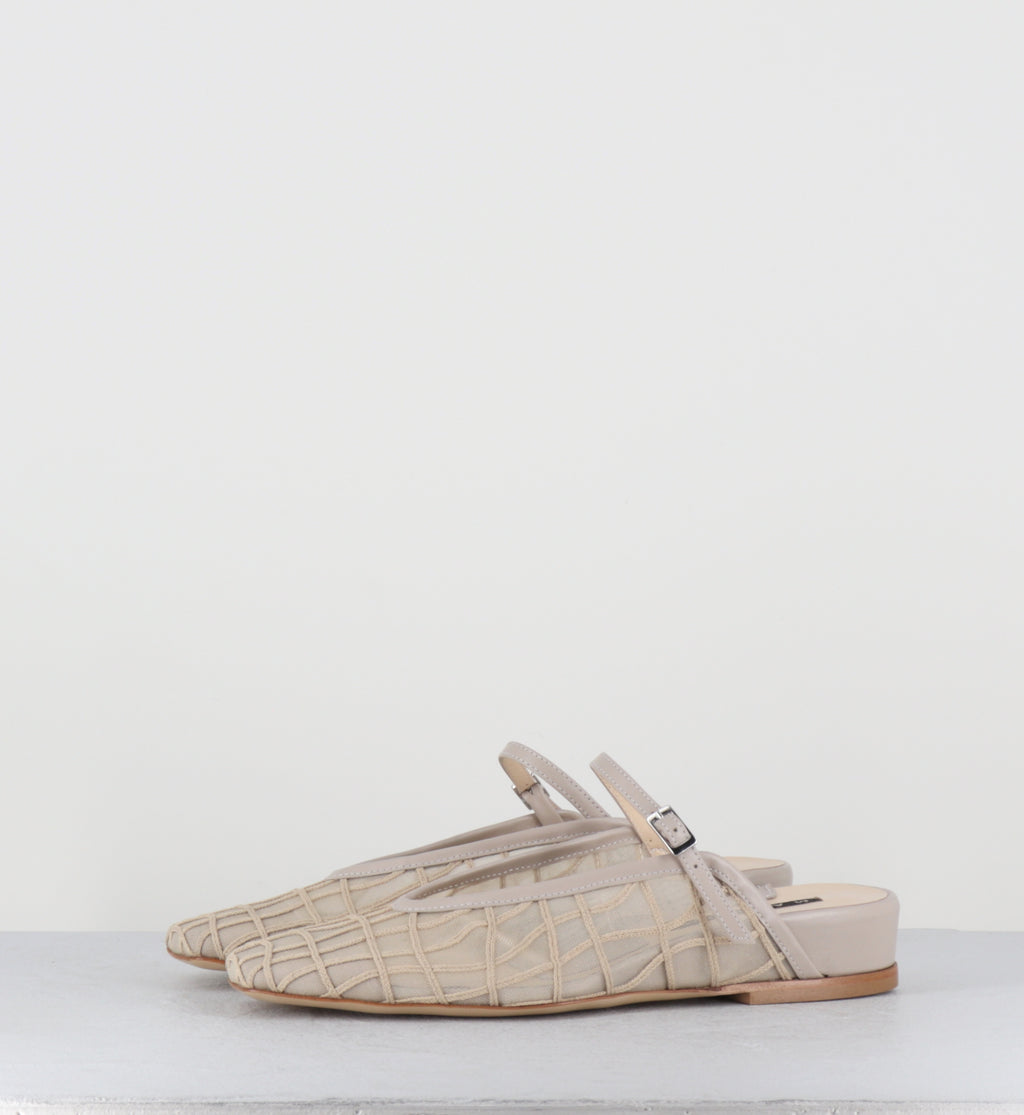 Mules compensées en mesh nude - 96022 RANIA ECRU