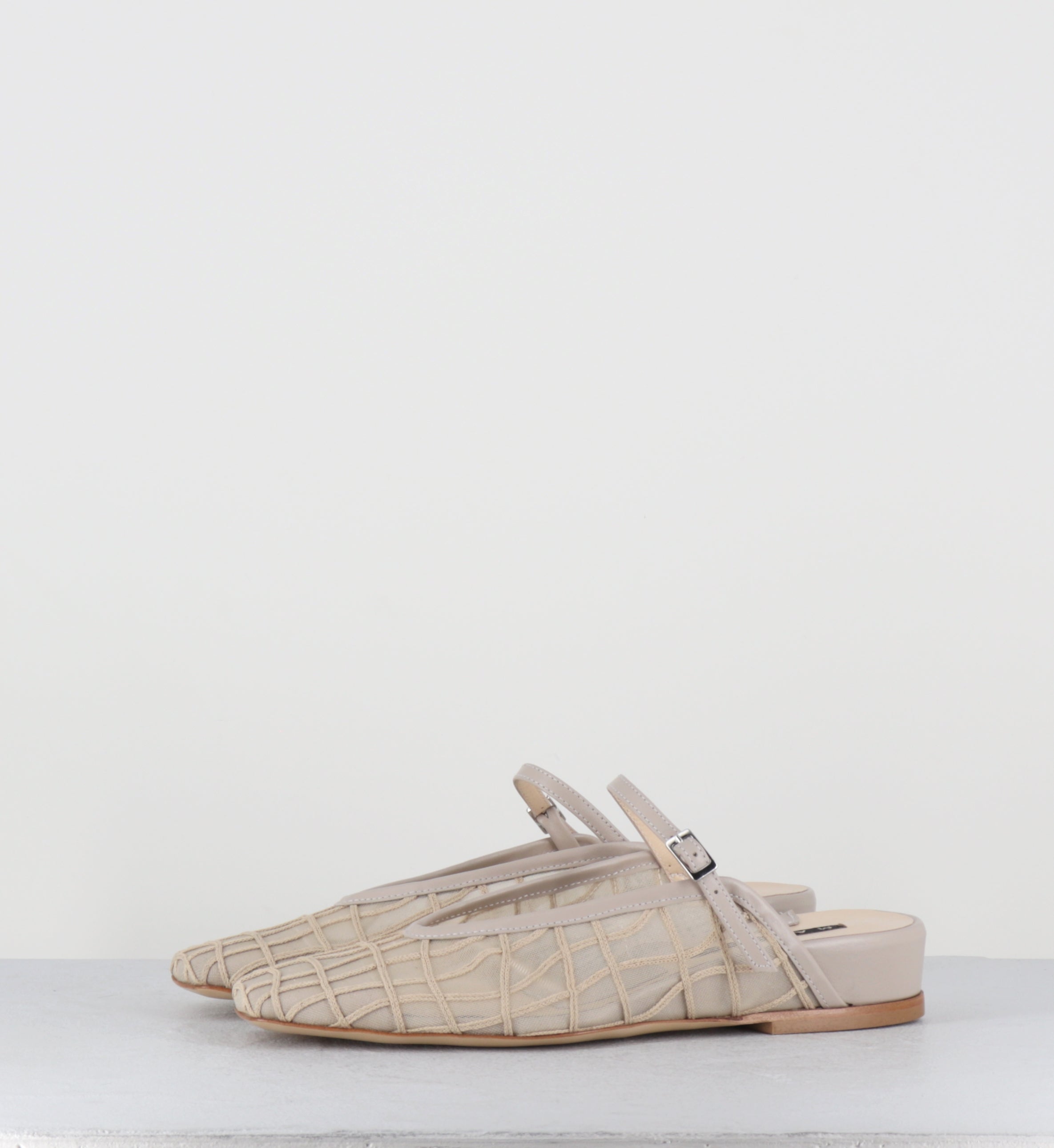 Mules compensées en mesh nude - 96022 RANIA ECRU