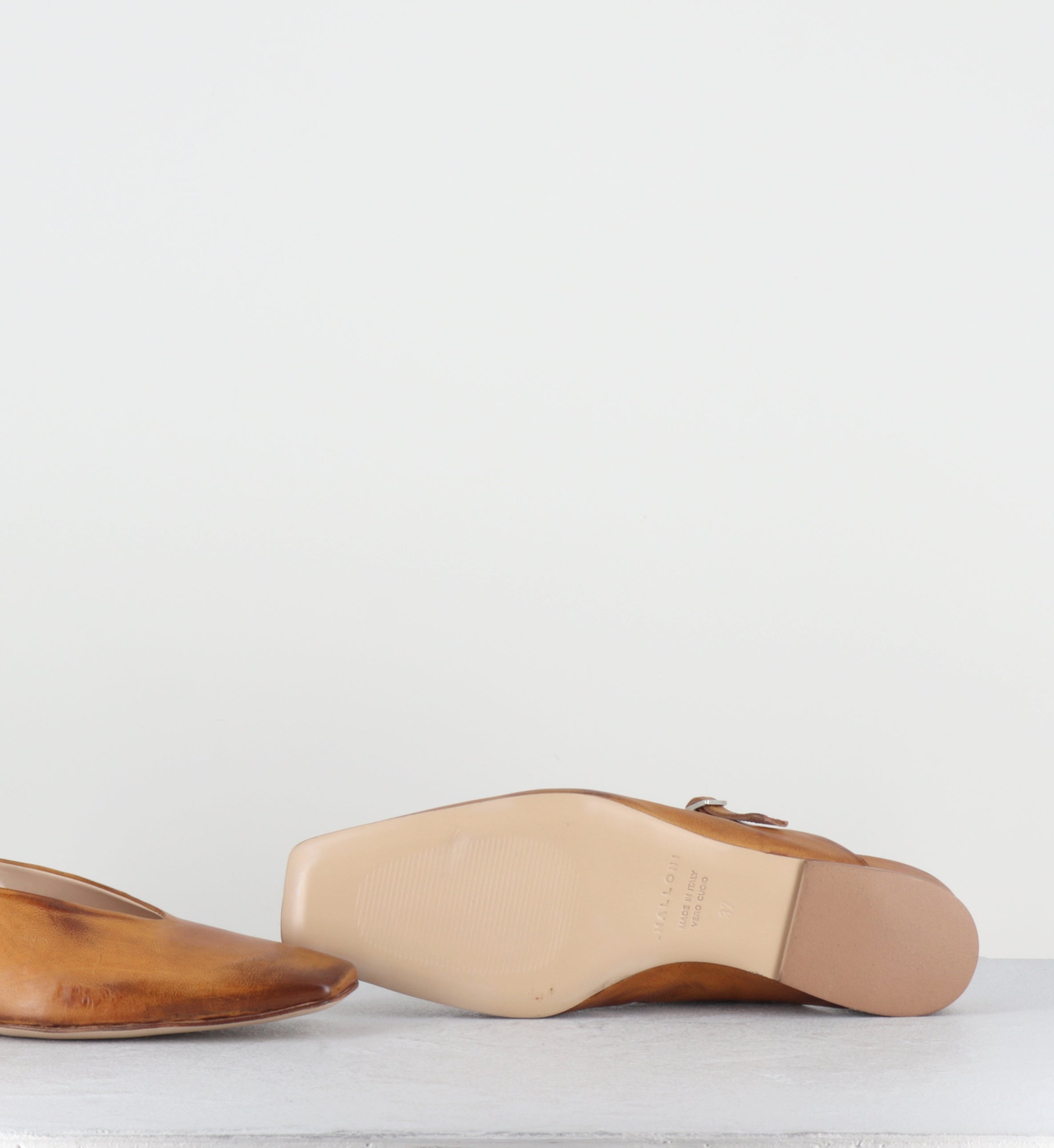 Mules compensées en cuir camel brossé - 96023 SAMIR ARANCIO