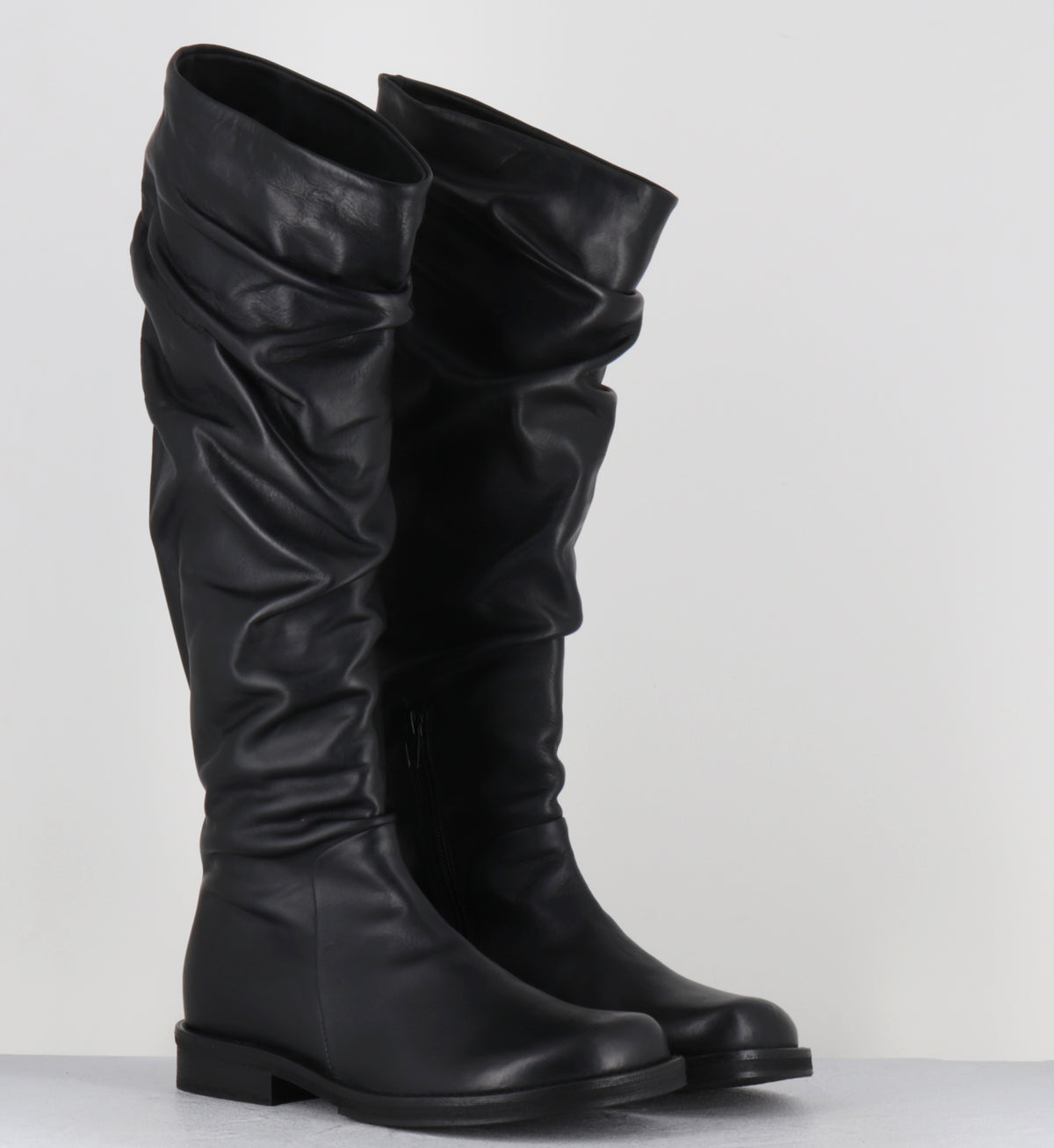 Bottes plissé en cuir noir - TAZIO TALL BOOT NERO