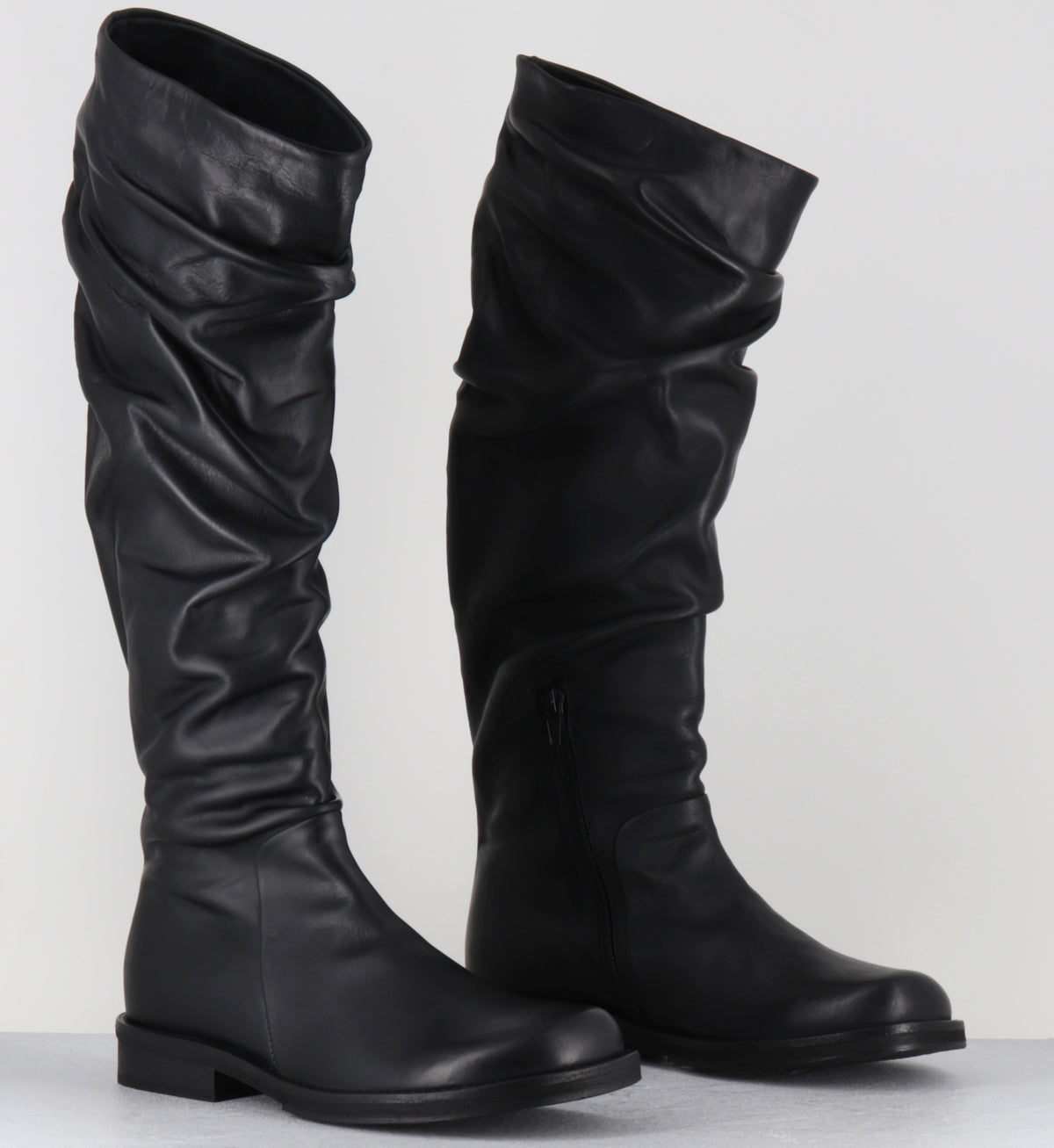 Bottes plissé en cuir noir - TAZIO TALL BOOT NERO