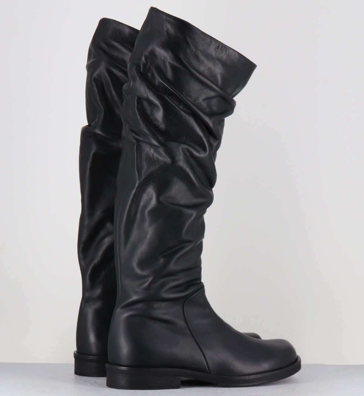 Bottes plissé en cuir noir - TAZIO TALL BOOT NERO