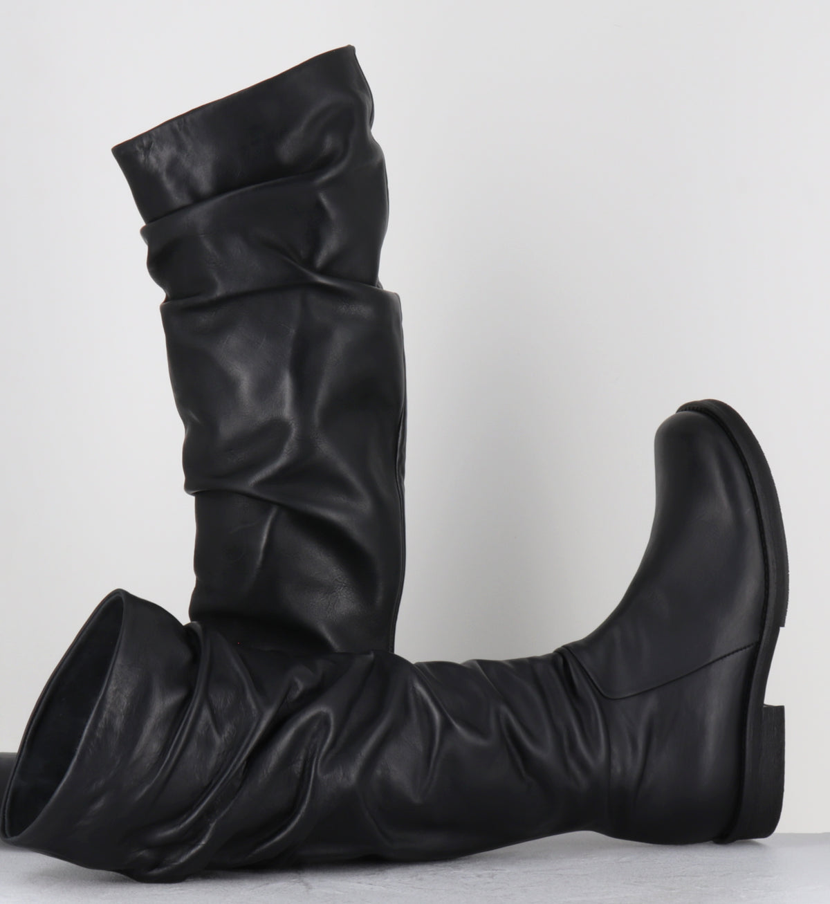 Bottes plissé en cuir noir - TAZIO TALL BOOT NERO