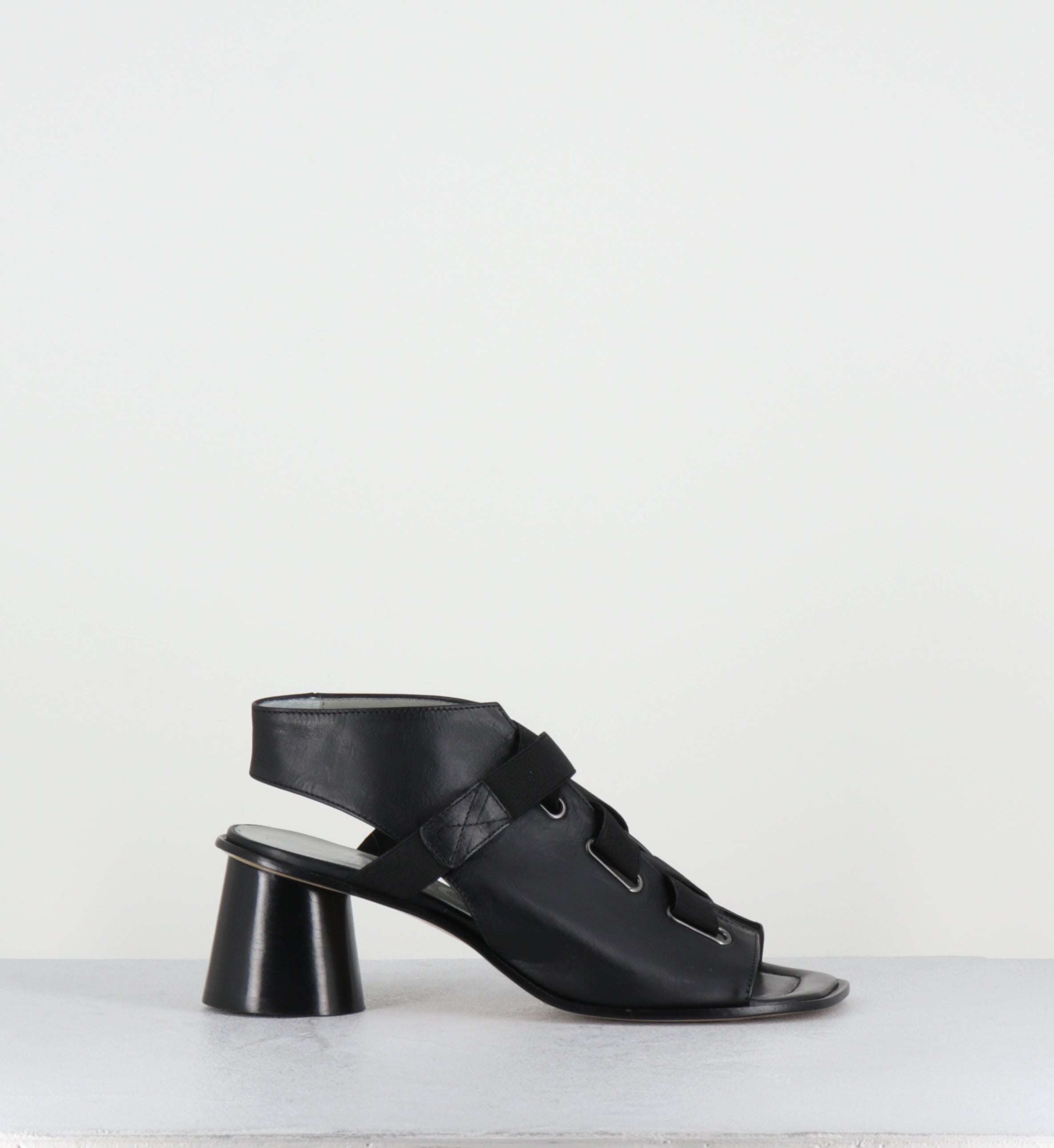 Sandales à talon en cuir noir open-boots - 30614 TODDI NERO