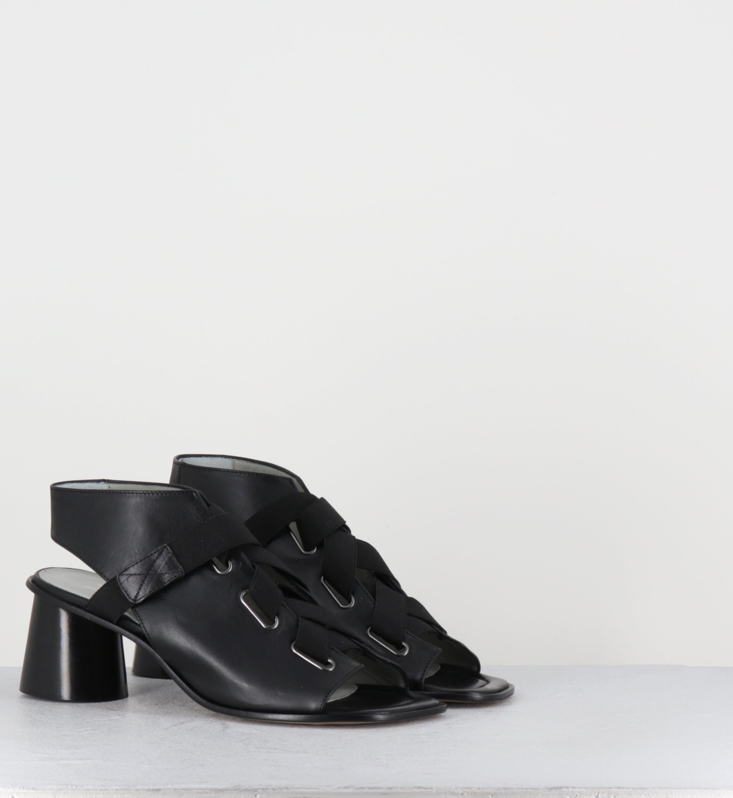 Sandales à talon en cuir noir open-boots - 30614 TODDI NERO