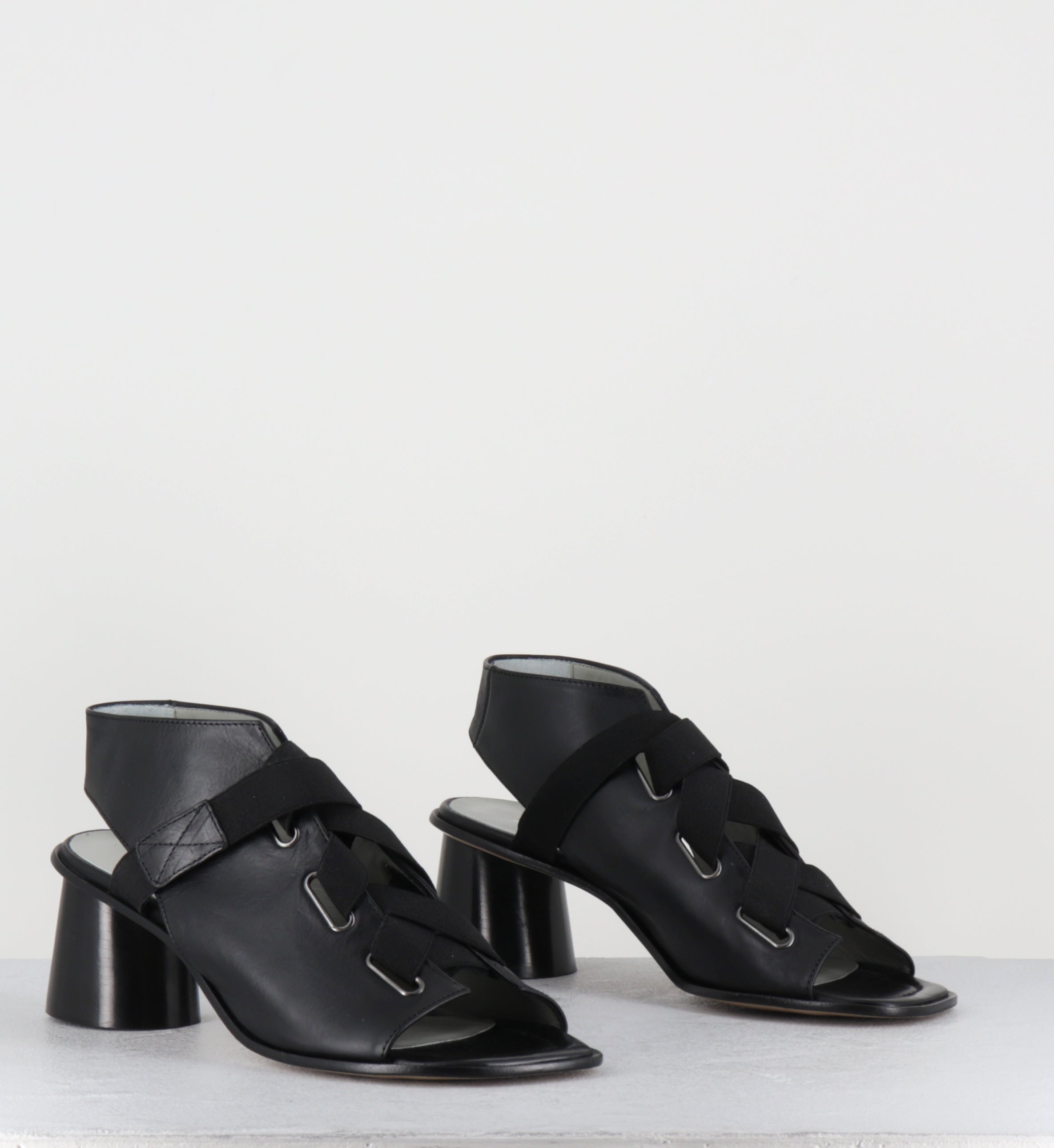 Sandales à talon en cuir noir open-boots - 30614 TODDI NERO