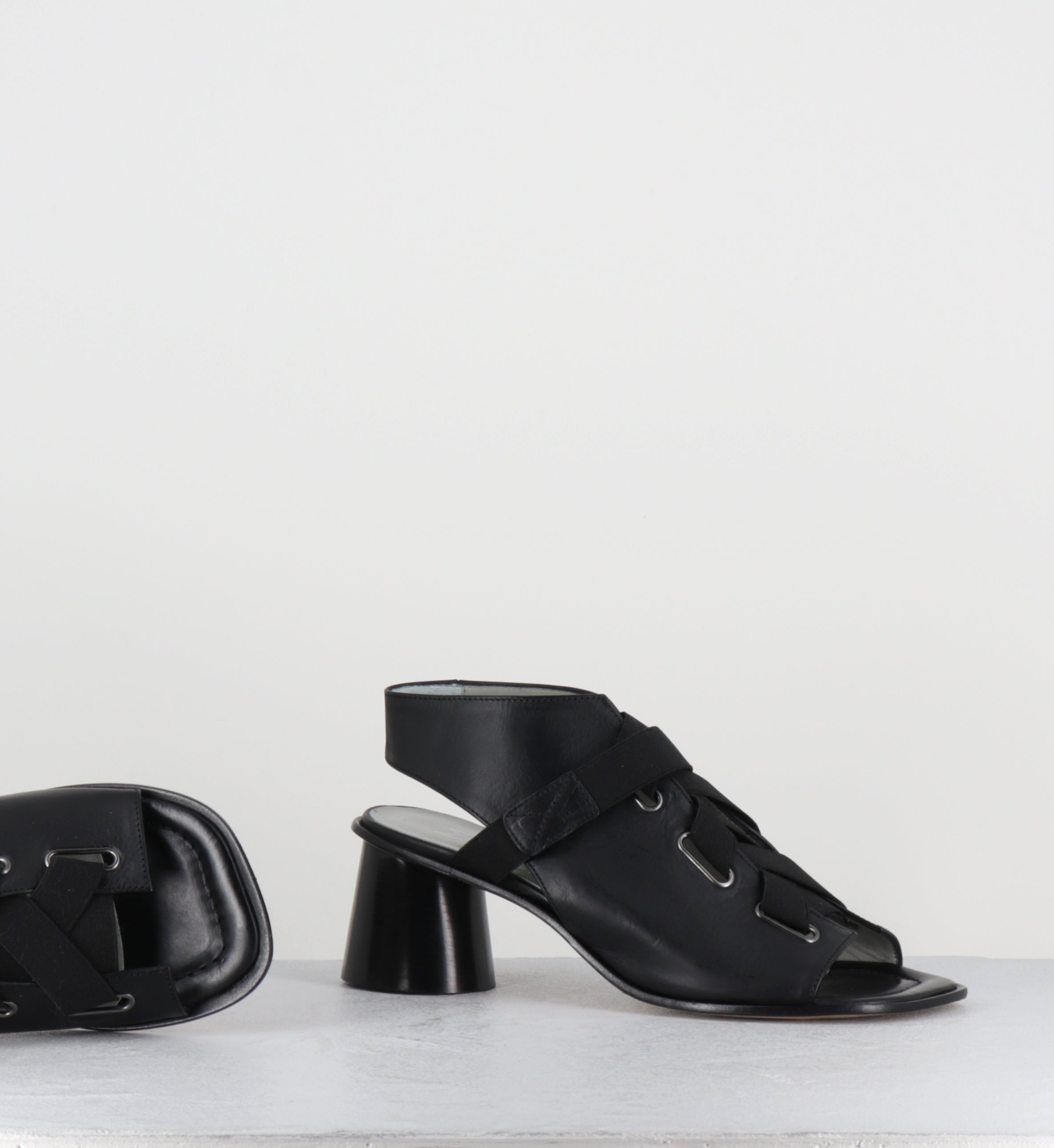 Sandales à talon en cuir noir open-boots - 30614 TODDI NERO