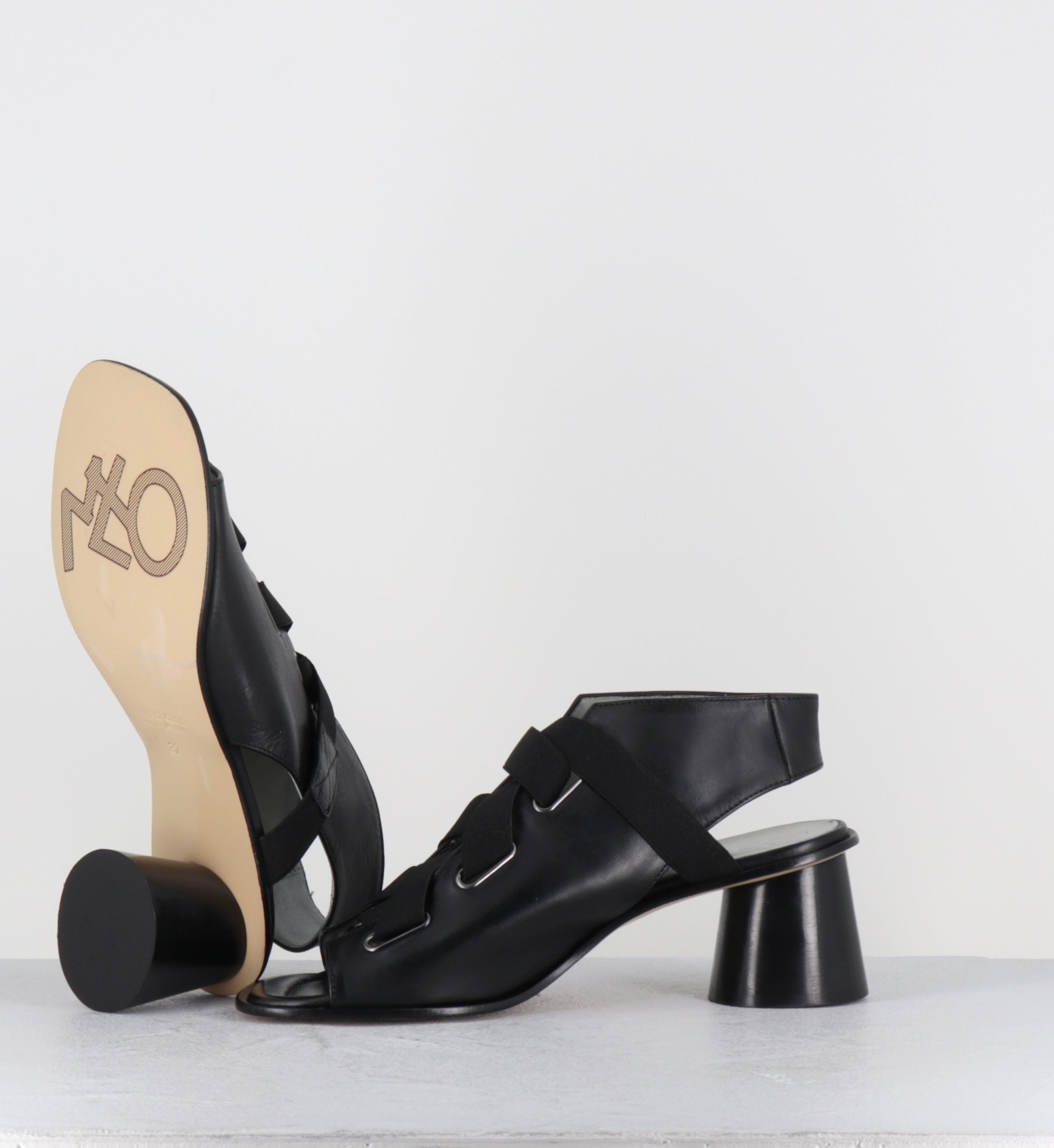 Sandales à talon en cuir noir open-boots - 30614 TODDI NERO