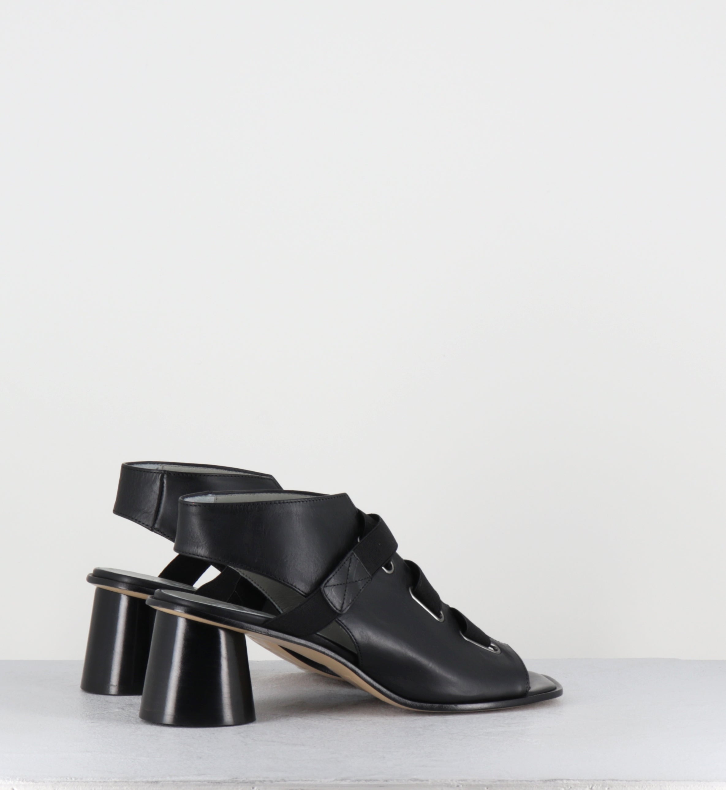 Sandales à talon en cuir noir open-boots - 30614 TODDI NERO